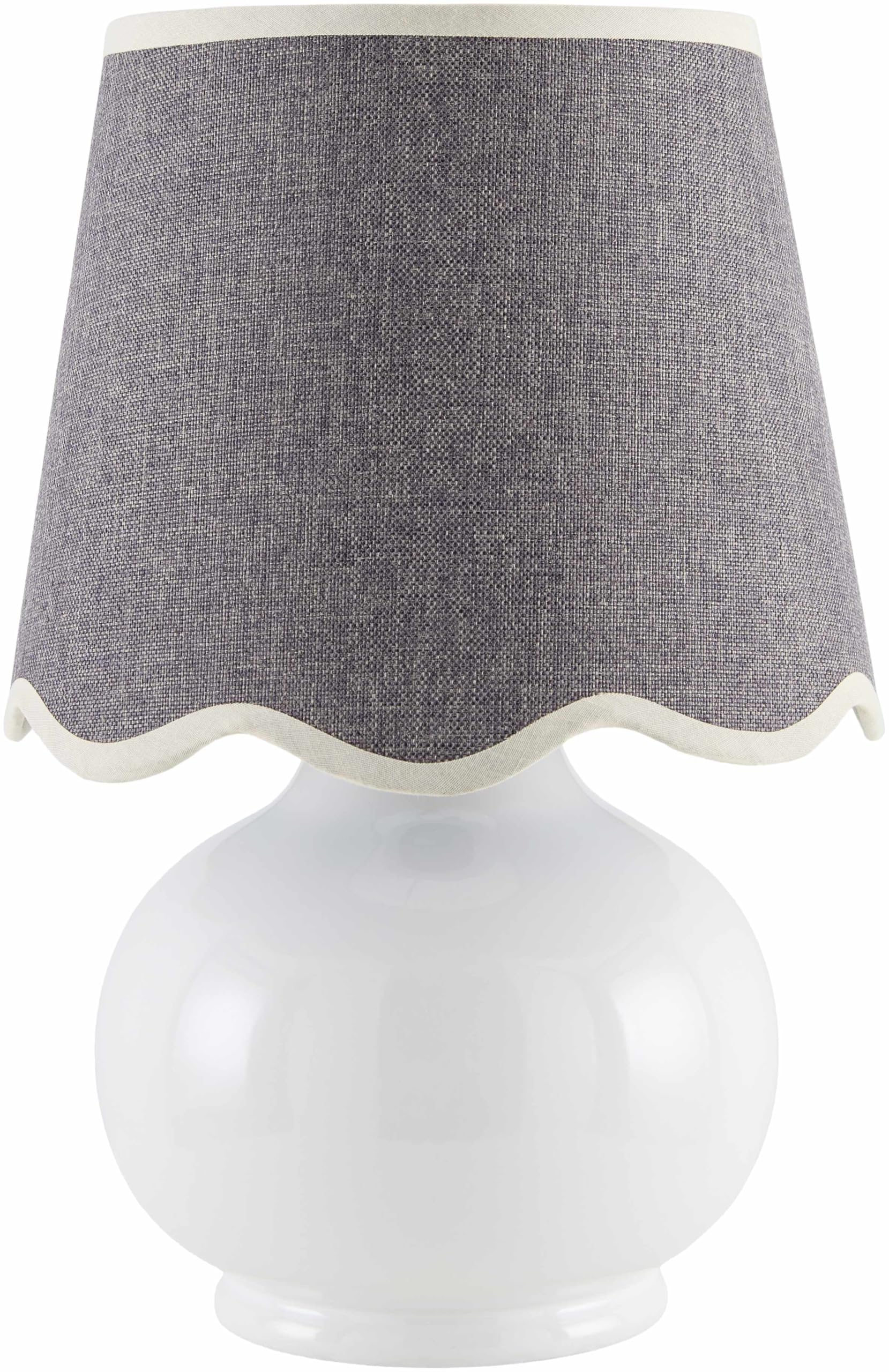 BoutiqueRugs Theisseil Boho Ceramic Table Lamp - Cotton Shade - 13inH x 8inW x 8inD - White, Gray - Model TXCHMB1-045