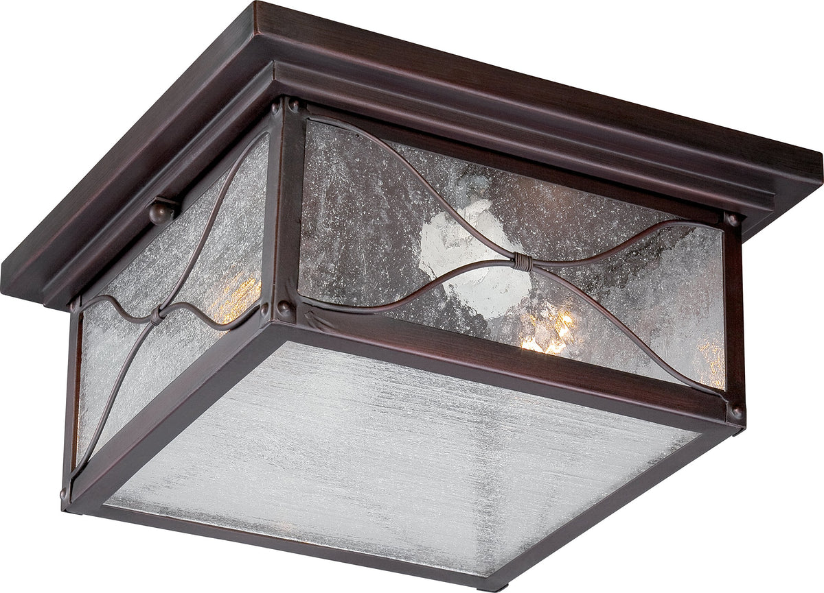 Nuvo Lighting 60/5616 Vega Flush One Light 60-watt Max Outdoor Close to Ceiling Porch and Patio Lighting with Clear Seeded Glass, Classic Bronze