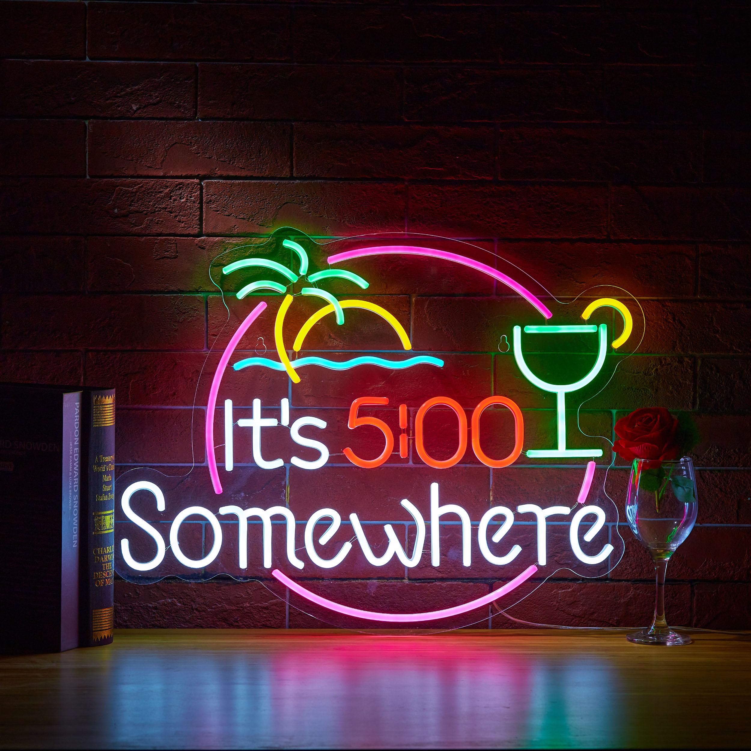 Geewkooy Neon Sign - 24 inch Dimmable LED Wall Décor for Man Cave, Bar, Garage - M Color