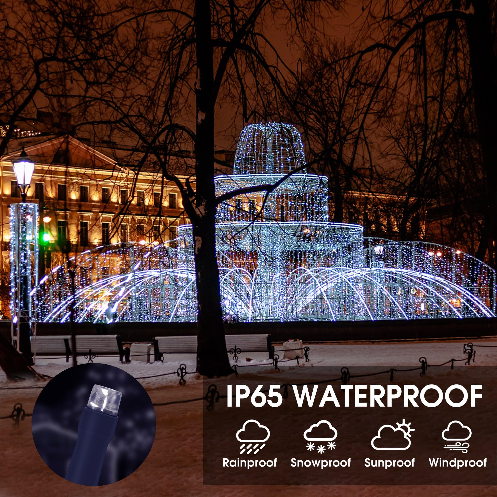 Vimorg Solar String Lights Outdoor, 2 Pack 170FT 480 LED Waterproof Solar Christmas Lights with 8 Lighting Modes for Tree Xmas D