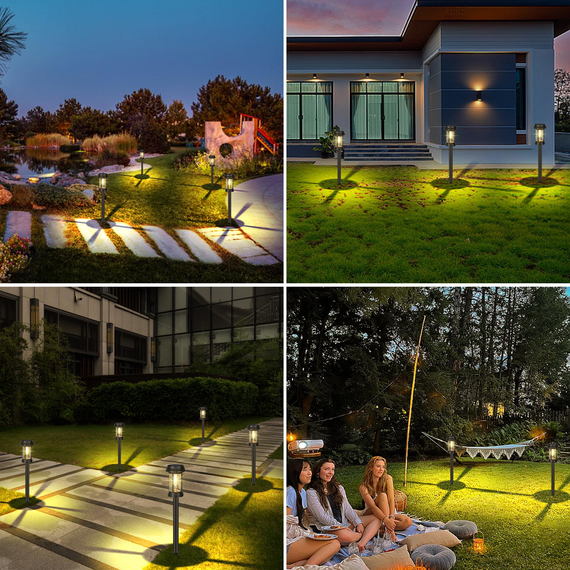 Eyrosa Solar Pathway Lights, 8 Pack Glass Solar Lights Outdoor, Solar Stake Lights Landscape Lighting For Outside Path Walkway D