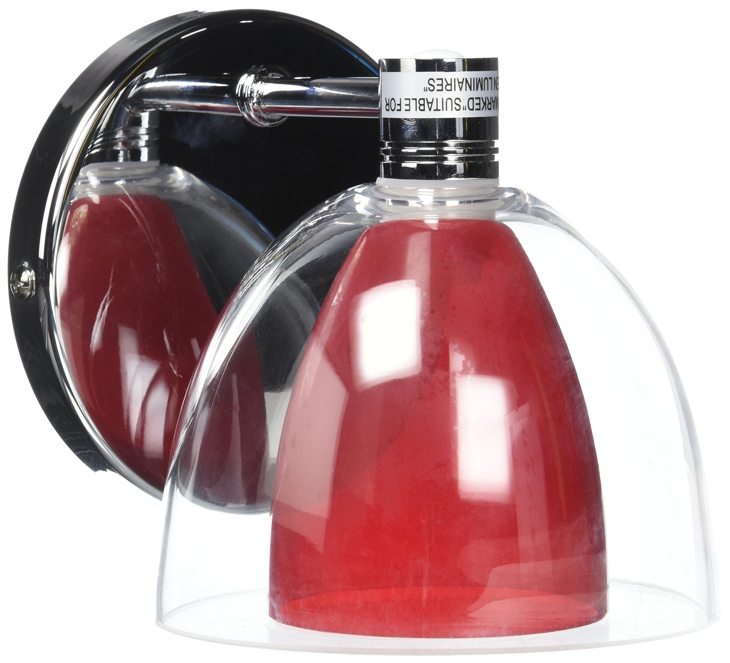 Jesco Lighting WS215-RD/CH 1-Light Wall Sconce, Metal, 40W, Red/Chrome