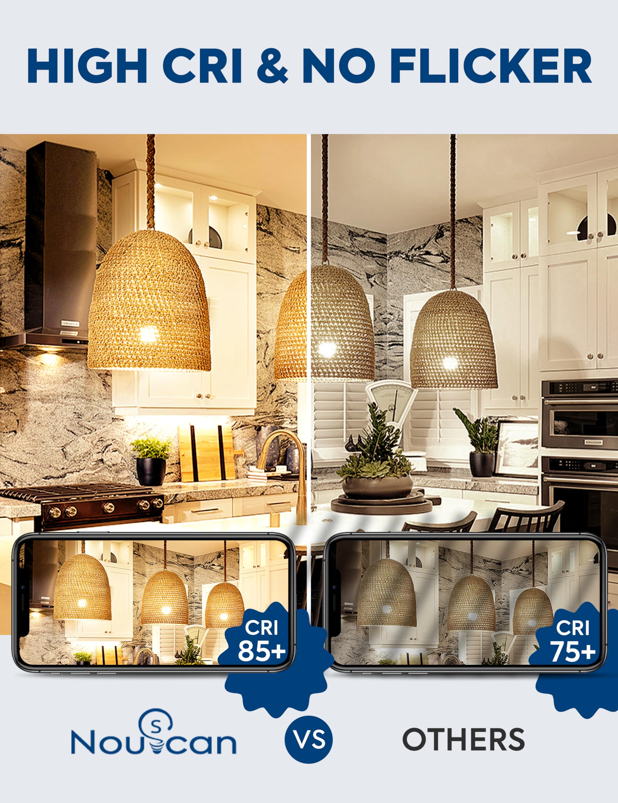 Nouscan LED Light Bulb, 300W Equivalent, 4060LM, Warm White 3000K, E26 Base, 33W Energy Saving, Non-Dimmable, 2