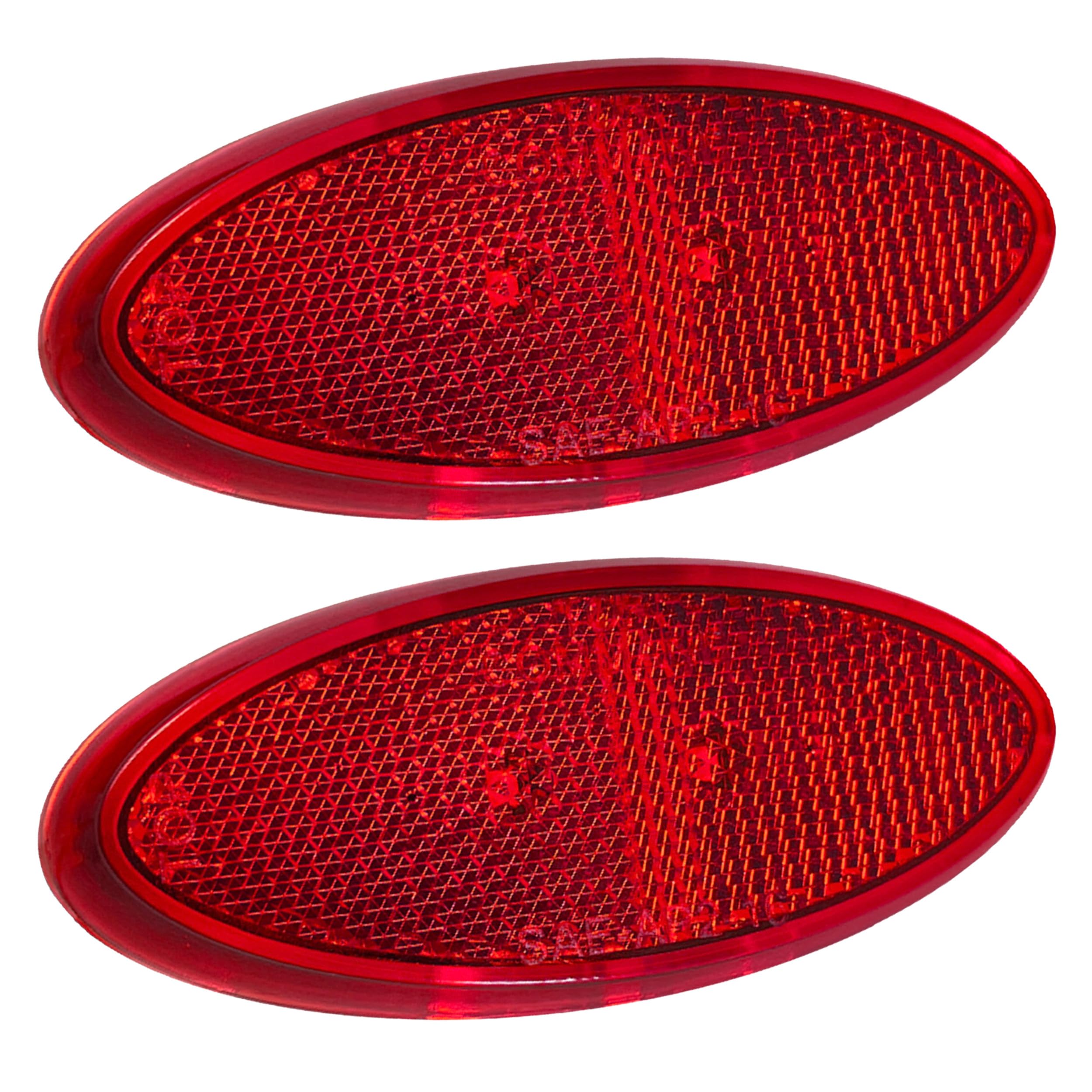 Command Electronics Oem 12V Led Rv & Trailer Oval Clearance Light With Built-In Reflex - Made In Usa - Surface Mount - Red - 2-Pack