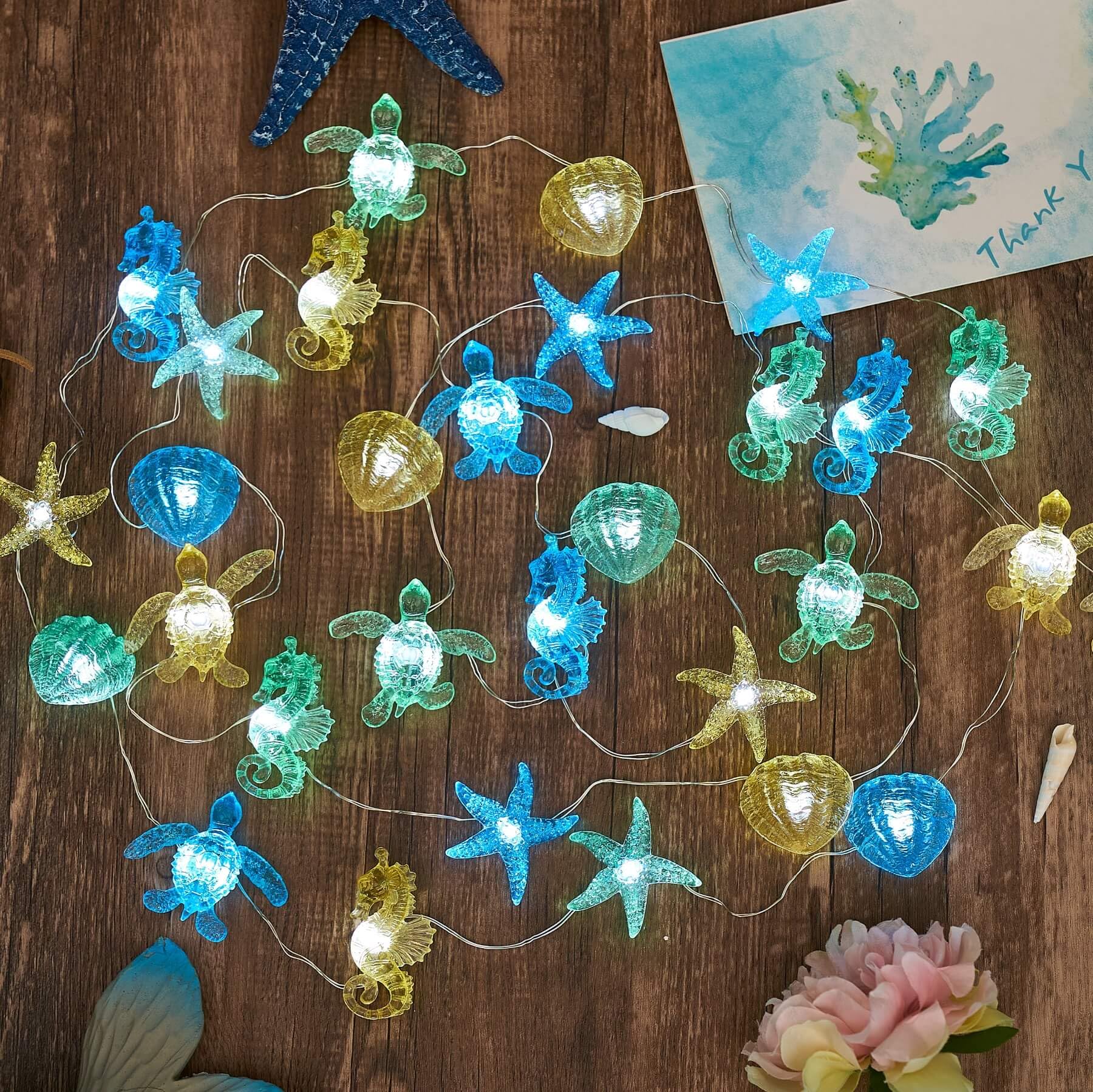 Beach Decorative Lights Marine Sea Life D  Cor Ocean Fairy Lights Nautical Waterproof Battery Operated String Lights Under The S