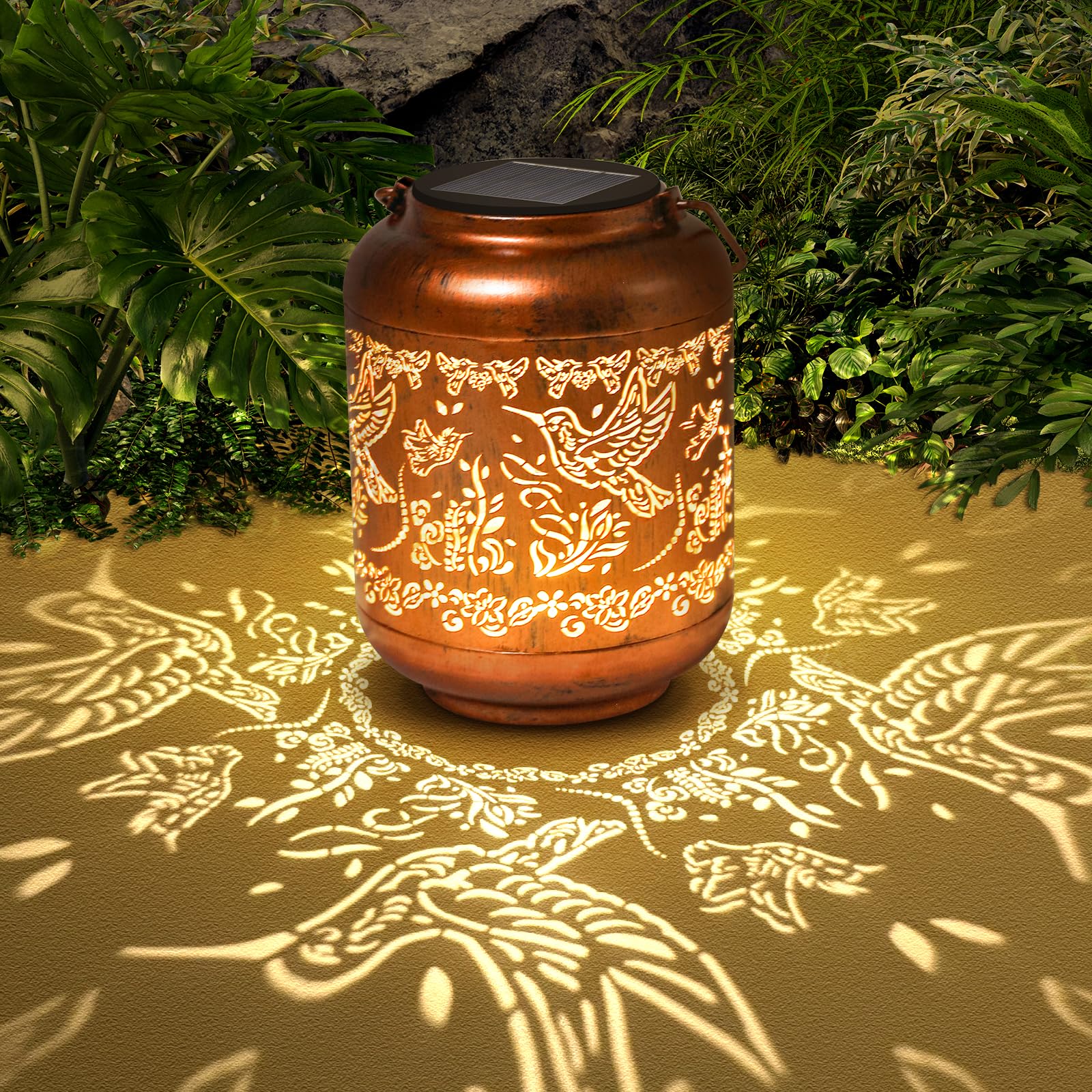 Hummingbird Solar Lanterns Outdoor Hanging Waterproof Hummingbird Garden Decor Christmas Gifts for Women Mom Grandma Metal Solar