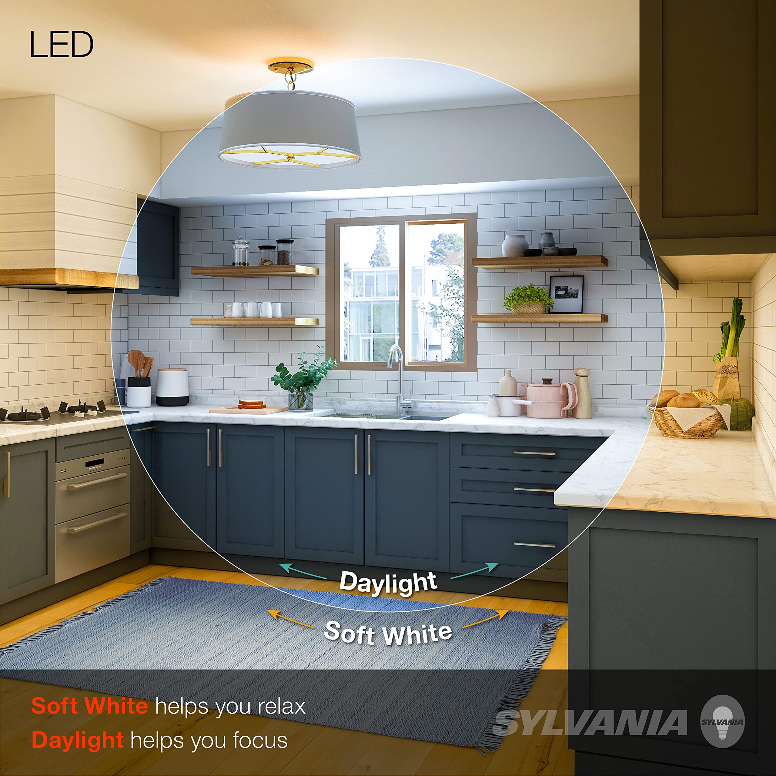 LEDVANCE SYLVANIA LED A19 Light Bulb, 60W Equivalent, Soft White, 8.5W, 4 Pack, Medium Base, Model 73888
