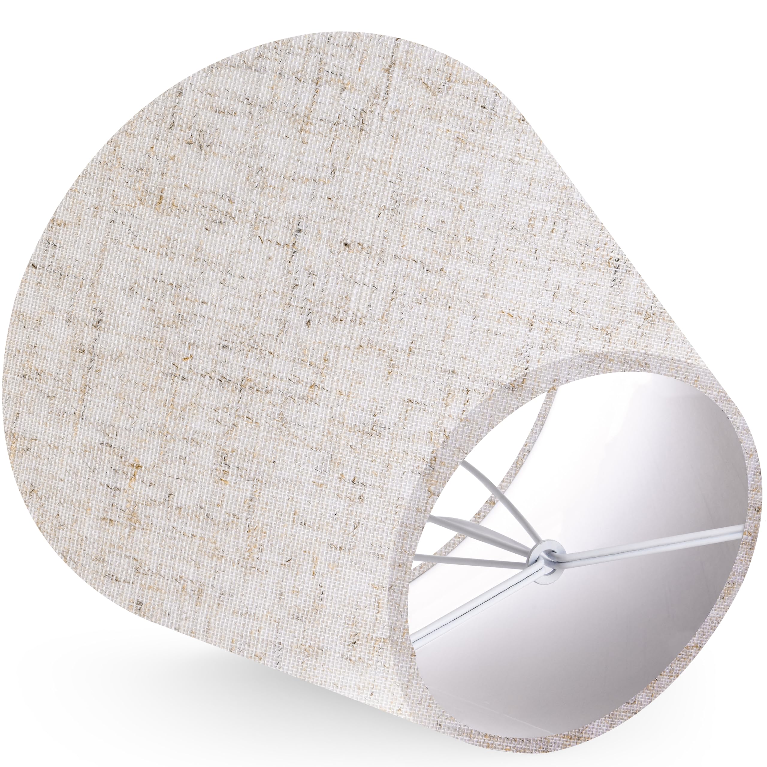 Set Of 6 Light Beige Chandelier Lamp Shades, 4'' Top X 6'' Bottom X 5'' Height (Clip On Bulb) Small Lamp Shades, Faux Silk Fabri