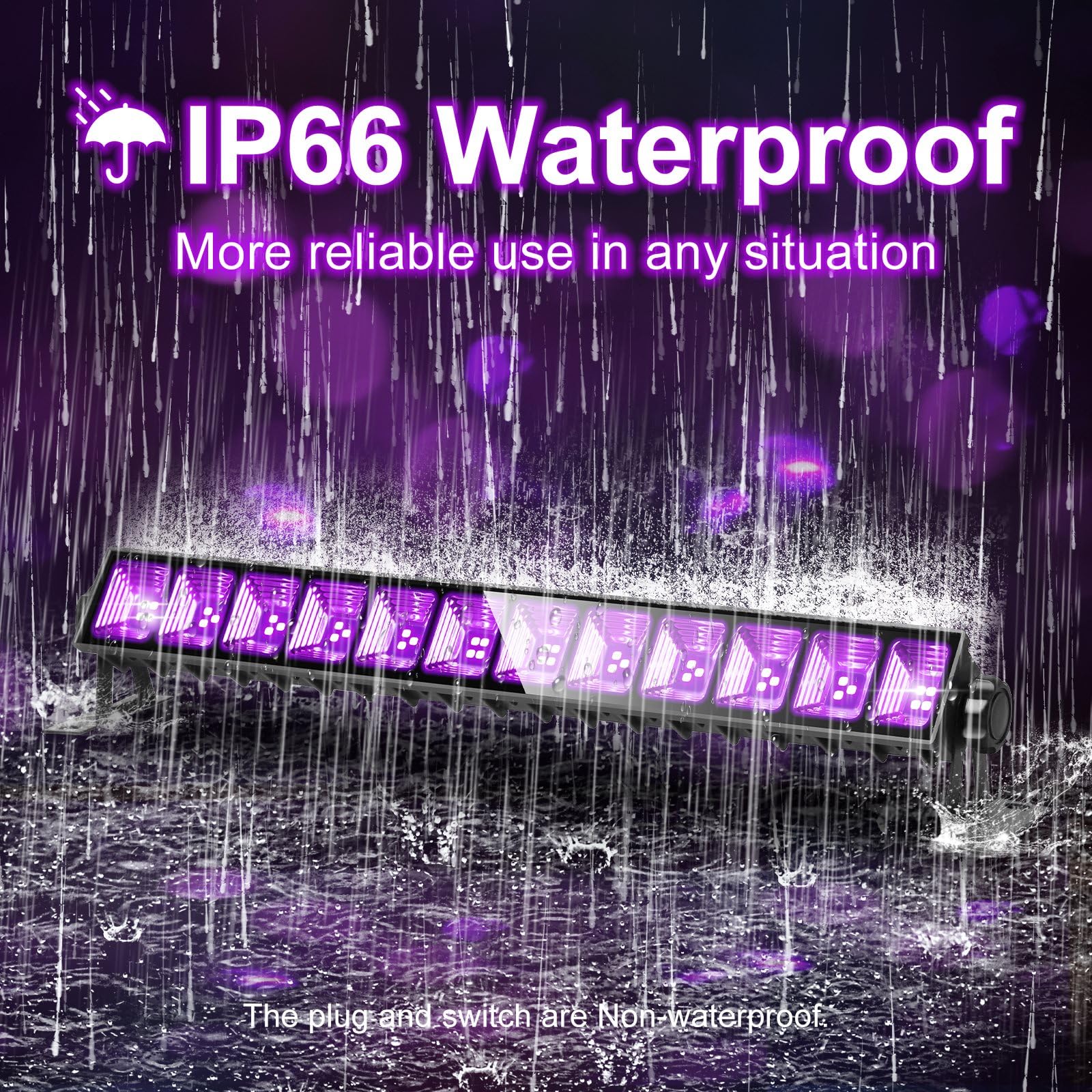 YIAYETOG 16 Pack 40W LED Black Light Bar with Switch, 6ft Cord, Black, Model GPE40W-16P-02 for Parties & Stage Lighting