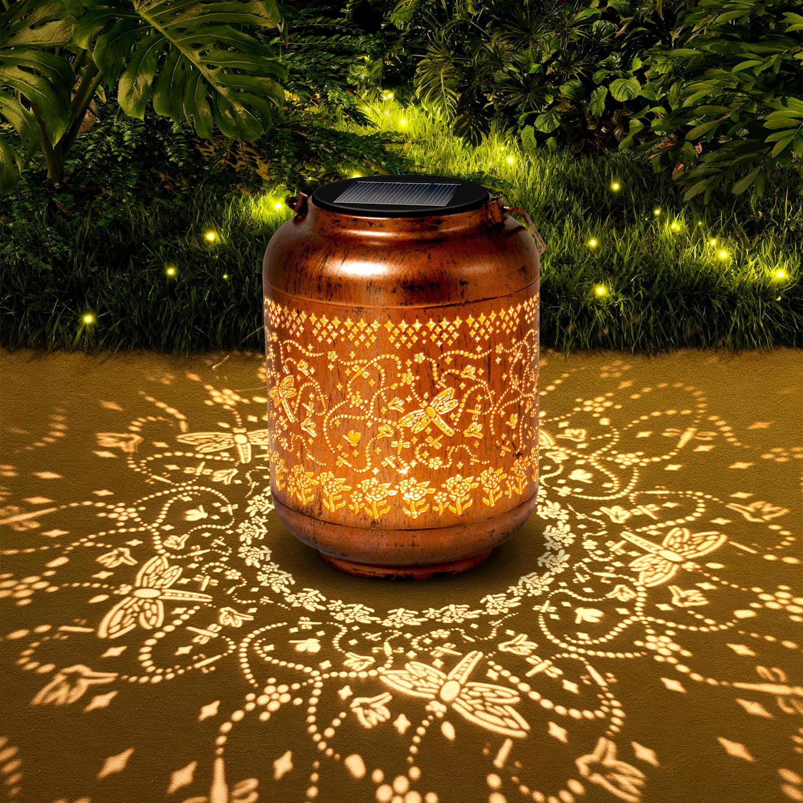 Dragonfly Solar Lanterns Outdoor Waterproof, Christmas Birthday Gifts for Women Metal Hanging Solar Lights for Yard Garden Decor