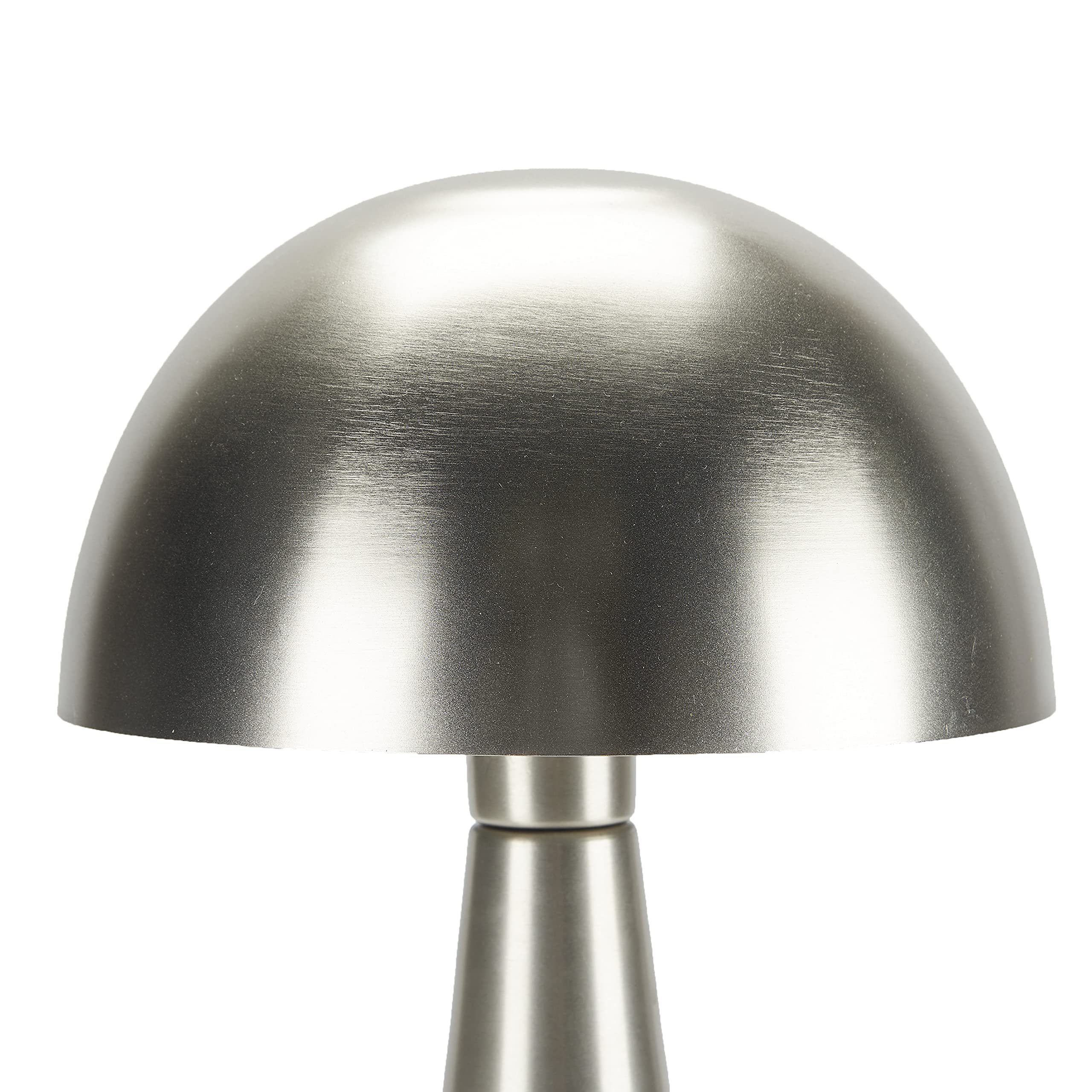 Nourison 16'' Silver Metal Mushroom Table Lamp, Modern, Retro, Desk Light For Bedroom, Dining, Office, Entryway