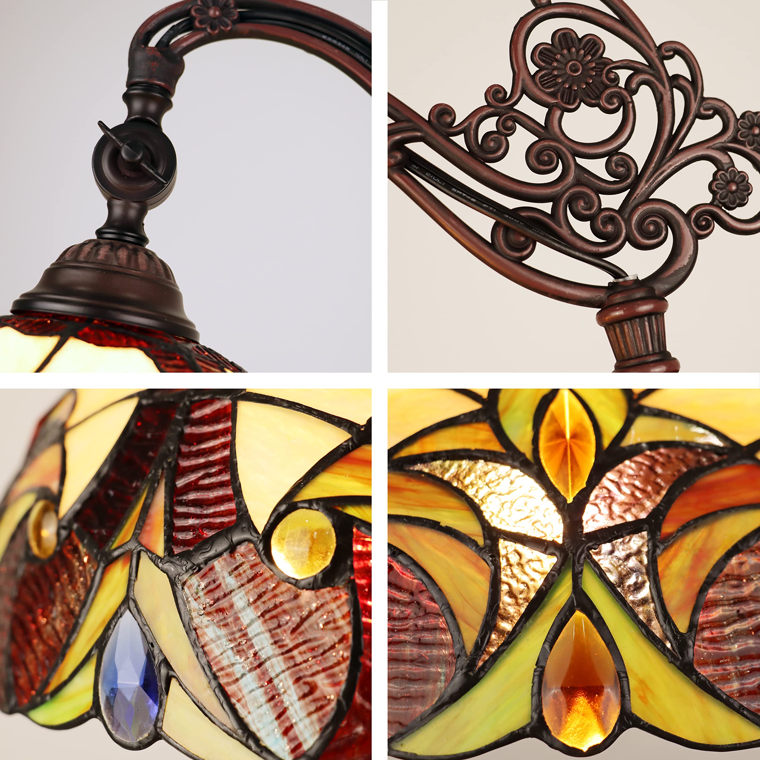 Chloe Lighting Adia Victorian Floor Lamp, 1-Light, Dark Bronze, Glass Shade, 11in Multicolor, Model CH38632AV11-RF1