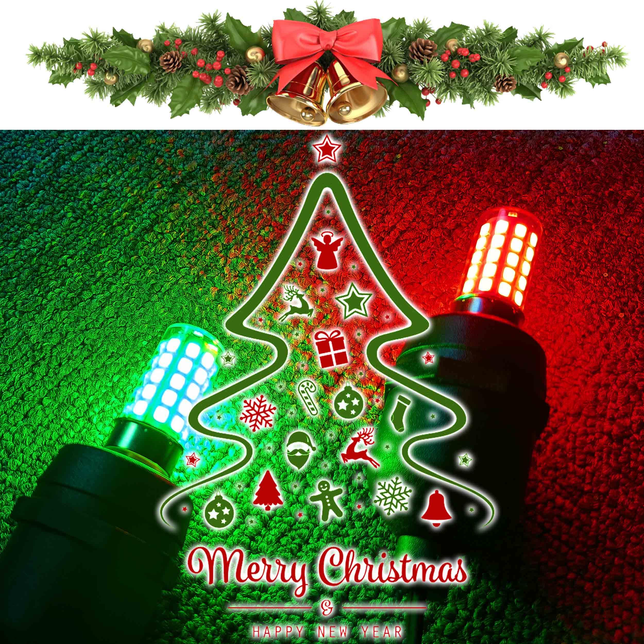 ALIDE E12 LED Candle Bulb, 4W Green Light, 40W Equivalent, Small Base C7 T6, 3-Pack for Christmas & Home Decoration