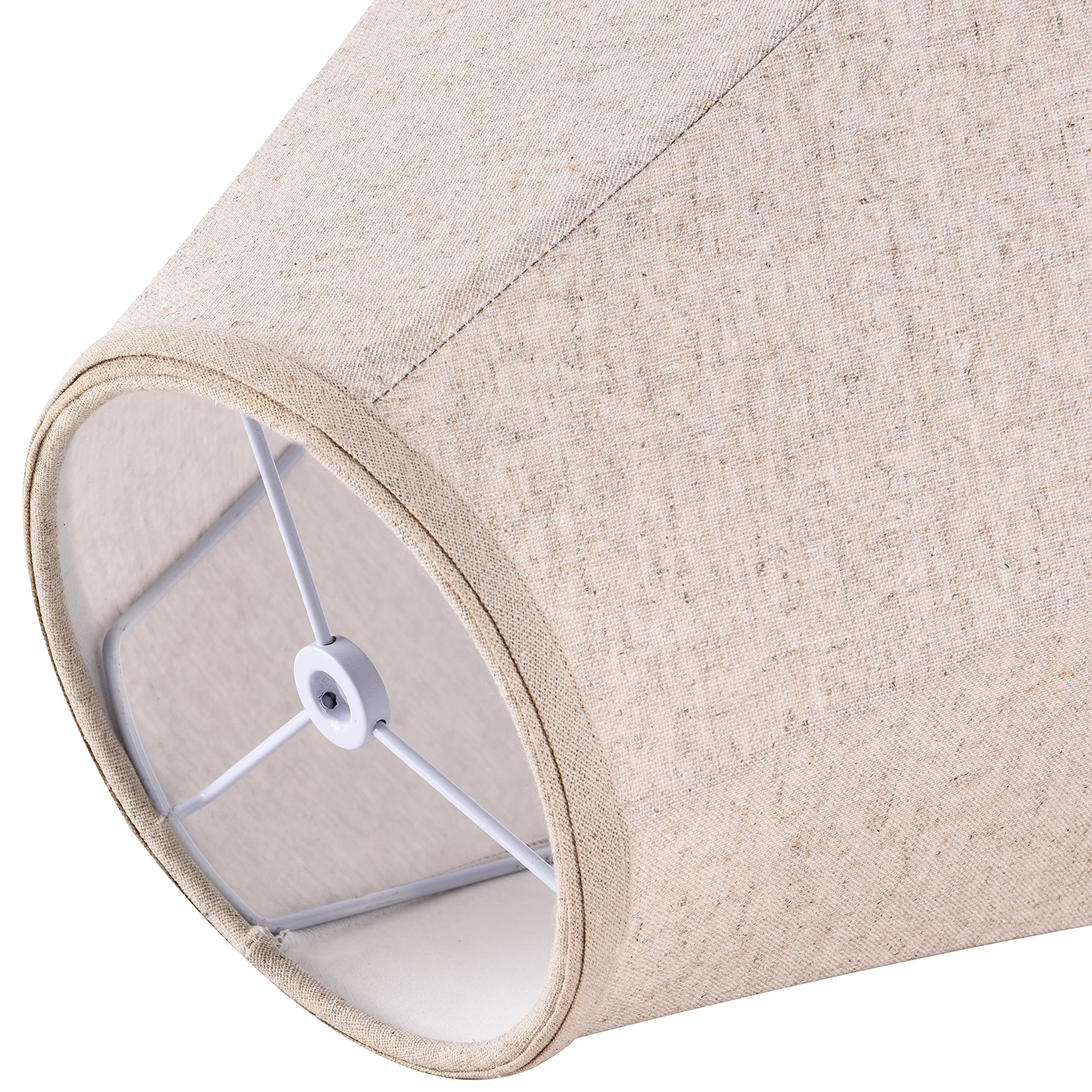 Go&So Small Beige Lamp Shade For Table Lamps-Bell Bedside Lampshade-5.9X13.4X10.6Inch (Spider) Natural Linen Lampshades Replacem
