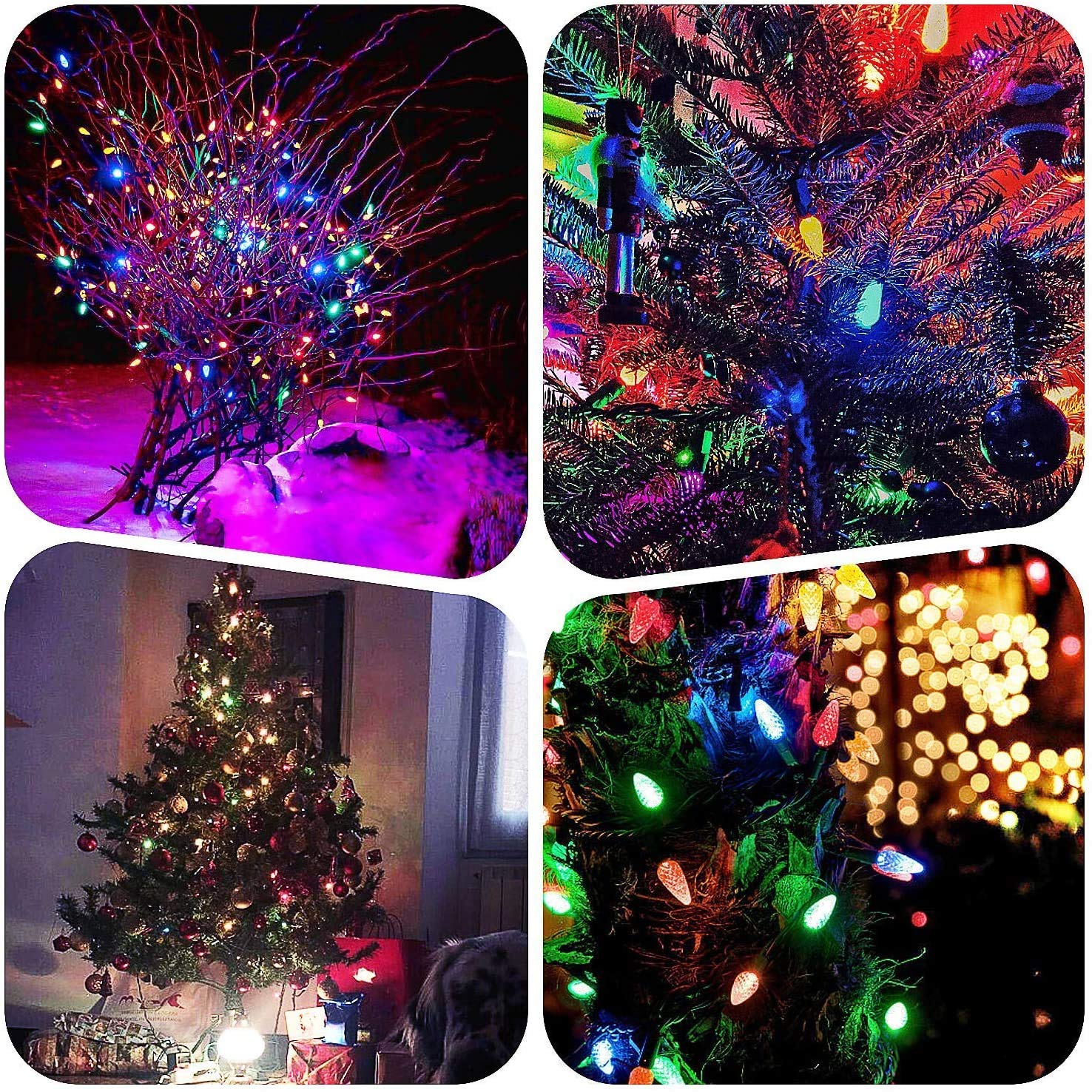 Battery Operated String Lights - 18Ft 50 Led C3 String Lights Christmas Lights Battery Powered String Lights For Indoor Outdoor Christmas Tree Wreath Party Decoration, Waterproof, Multicolor 2Pack