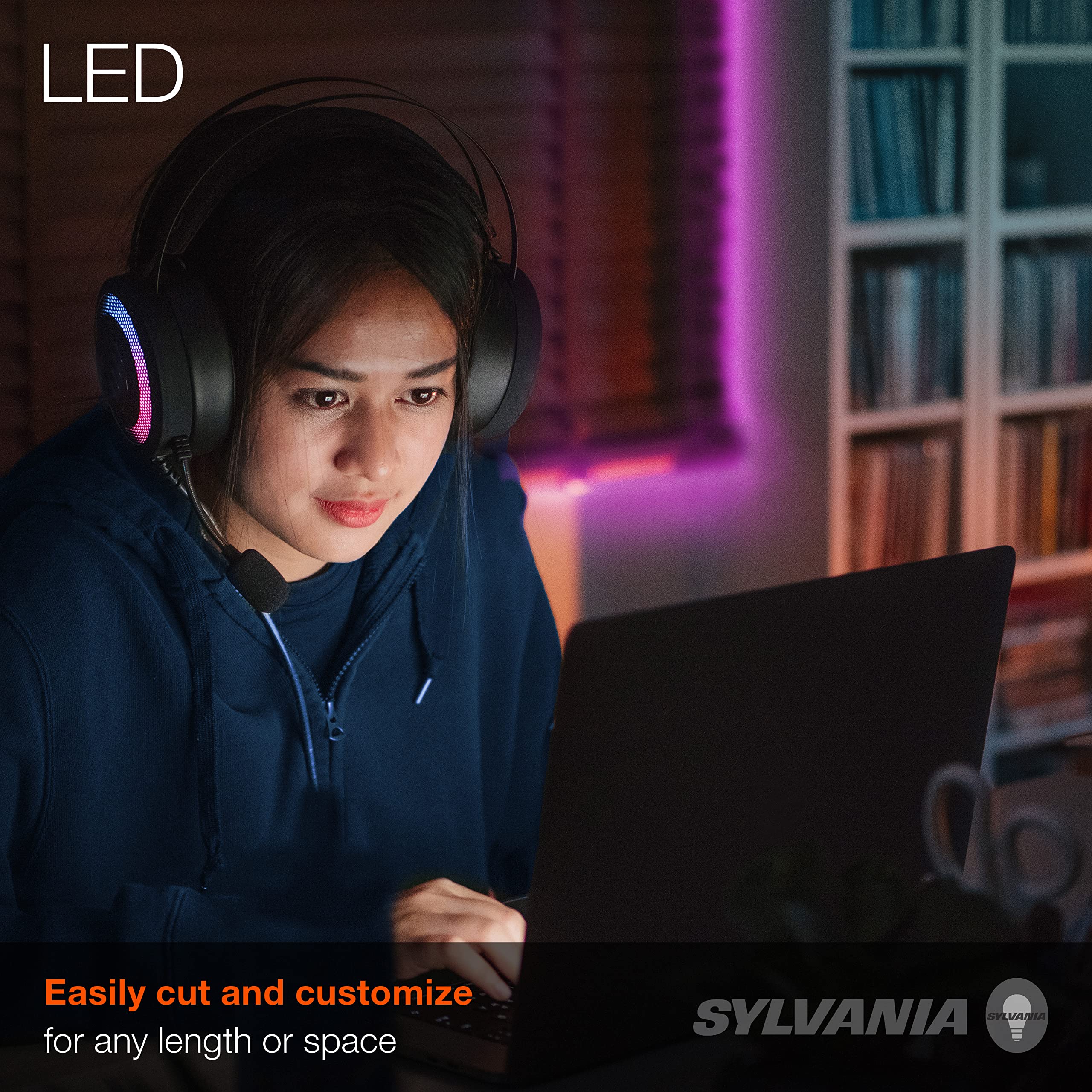 LEDVANCE Sylvania 32ft RGB Flexible Light Strip Kit, 16 Colors, IR Remote, Indoor Use, Plastic, Model 65636, White