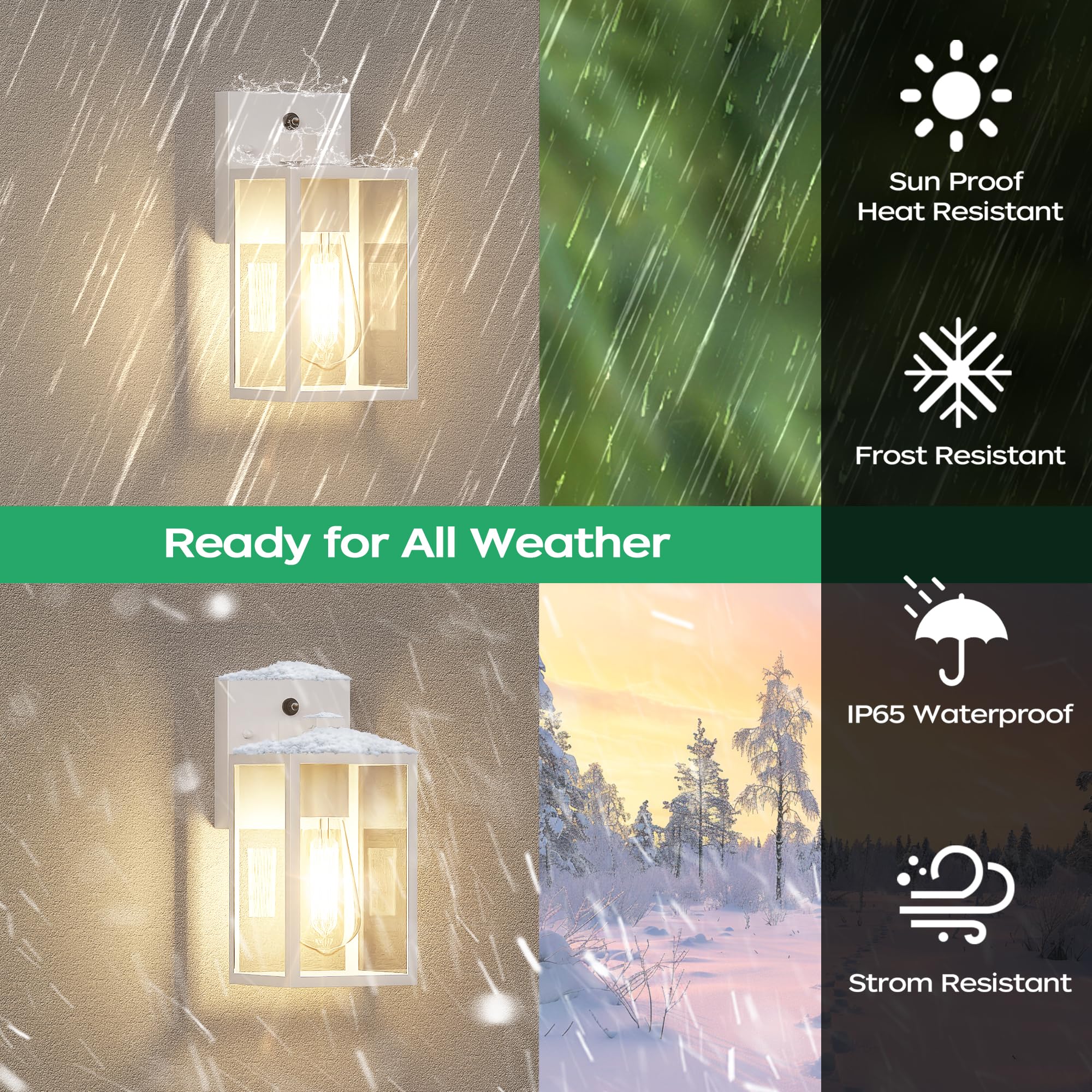 White Dusk To Dawn Exterior Lighting Fixtures Wall Mount  Outdoor Porch Lights For House  Sensor Wall Lights  Waterproof Wall Sconce Lamp  Wall Lantern  Anti Rust Coach Lights For  Doorway  Garage