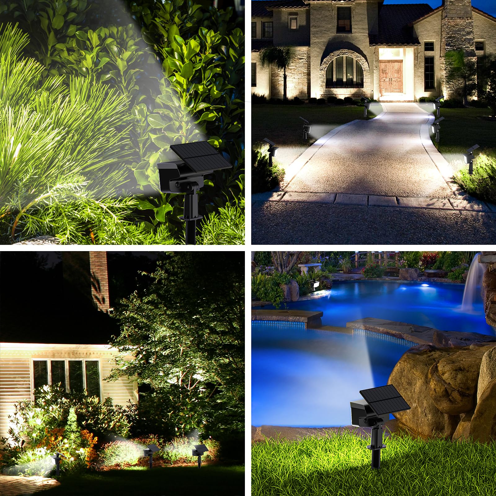 WELALO Solar Spot Lights Outdoor, Adjustable 3 Modes, IP65 Waterproof, 2 Pack, Cool White