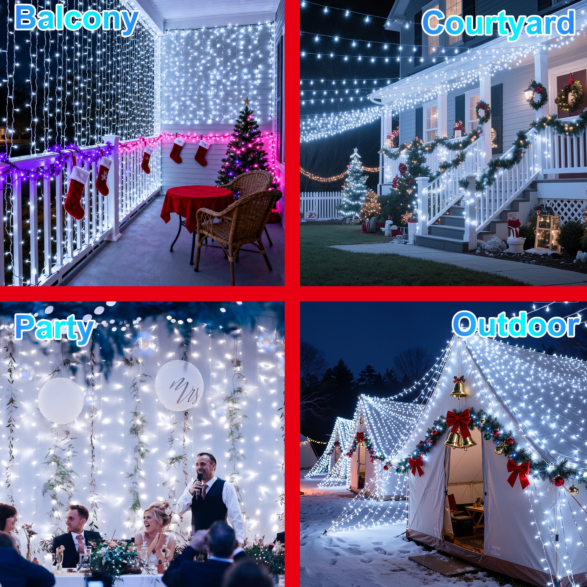 350Led Christmas Lights Indoor Outdoor  90Ft 12 Modes Cool White Led String Lights With Timer Dimmable  Waterproof Tree Lights For Xmas Patio Yard Fence Bedroom Wedding Garden Decor Cool White