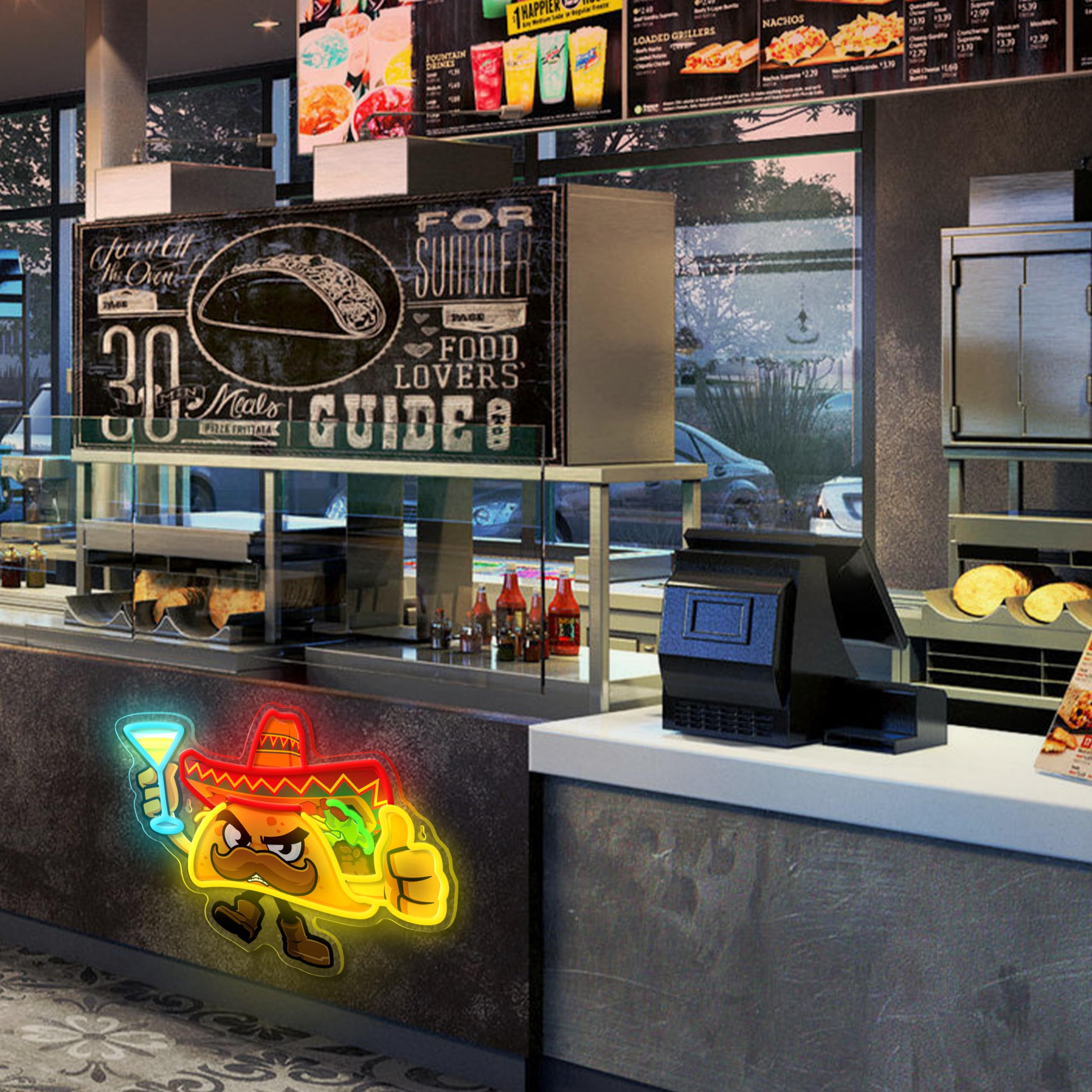 Tacos Neon Sign for Wall Decor,Dimmable Led Tacos Neon Light for Mexican Restaurant Decor Mexican Burritos Led Light Neon Light