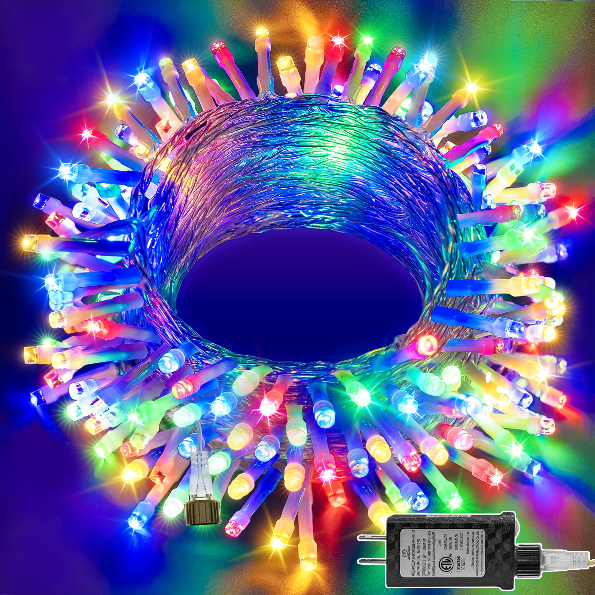 Ollny String Lights 120LED 40FT, Multicolor Fairy Lights Waterproof Connectable Timer, 8 Modes Plug in Christmas Lights for Bedroom Outdoor Party Indoor Classroom Decorations
