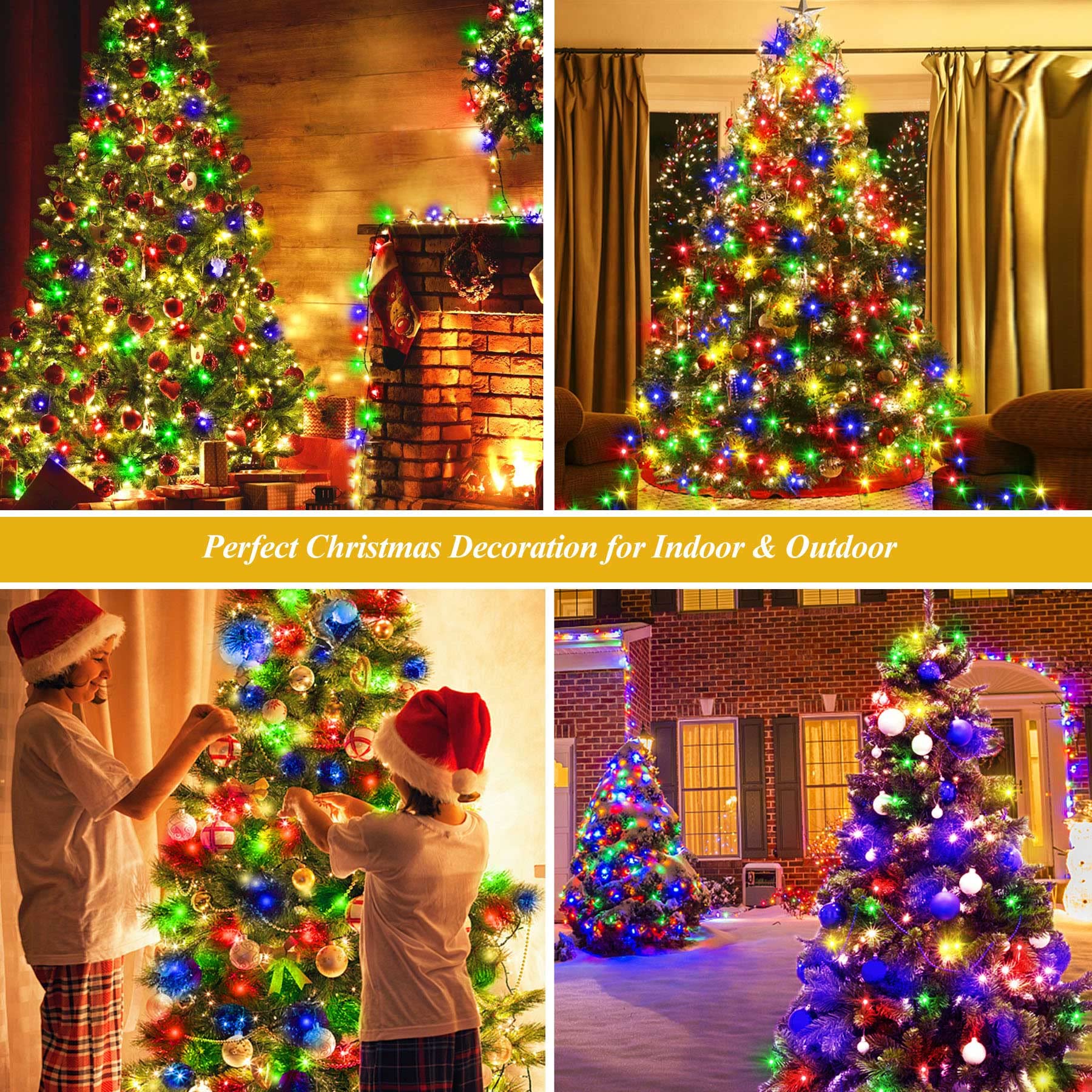 aneeway LED Christmas Tree Lights, 400 LEDs, 8 Modes, Remote Control, 6.6FT, Multicolor, Model SW-LSL-02-400