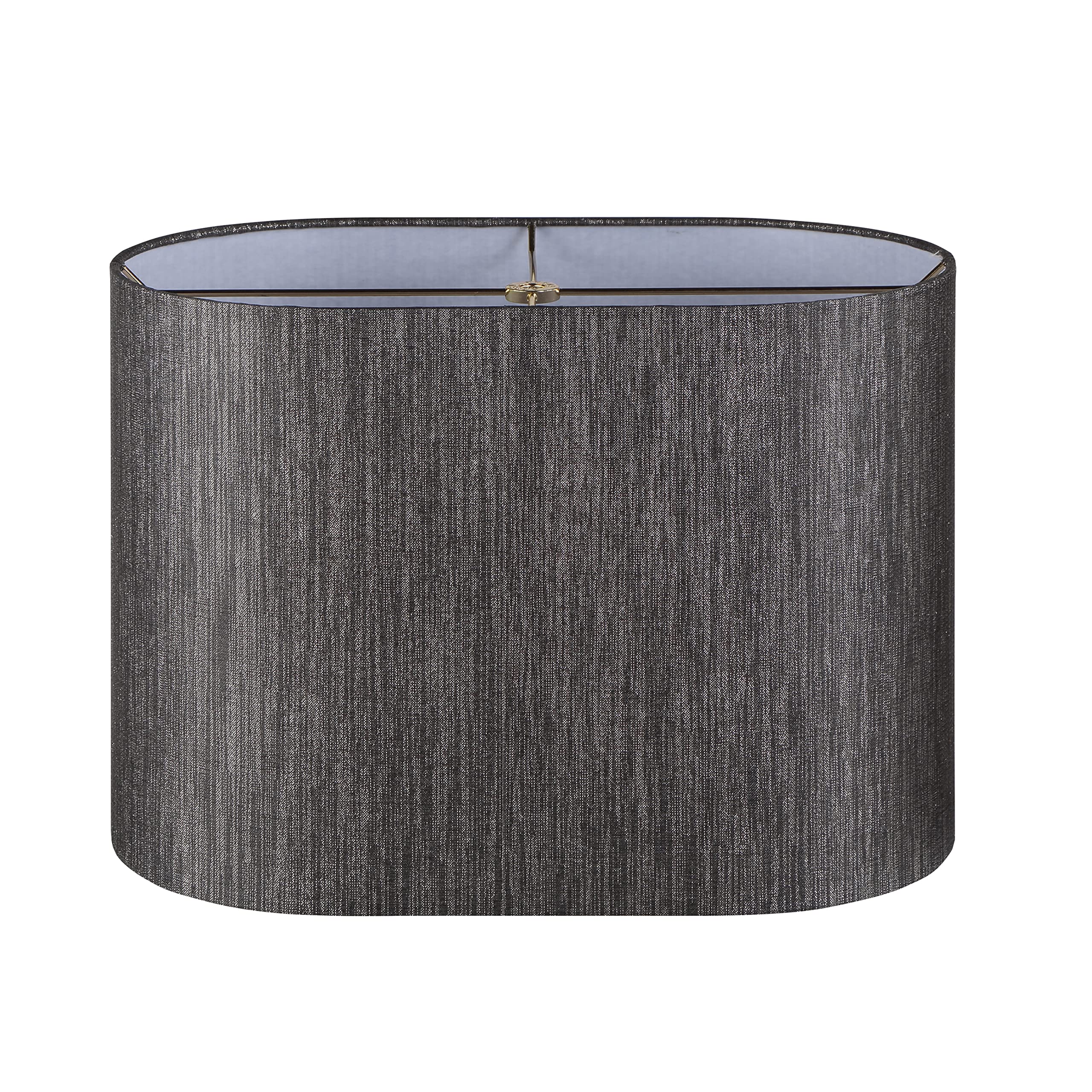 Aspen Creative 37003, Hardback Oval Contemporary Spider Shade, Dark Sliver Grey Burlap Texture Fabric, 9+15-1/2&quot; Top x 9+15-1/2&quot; Bottom x 11&quot; Height