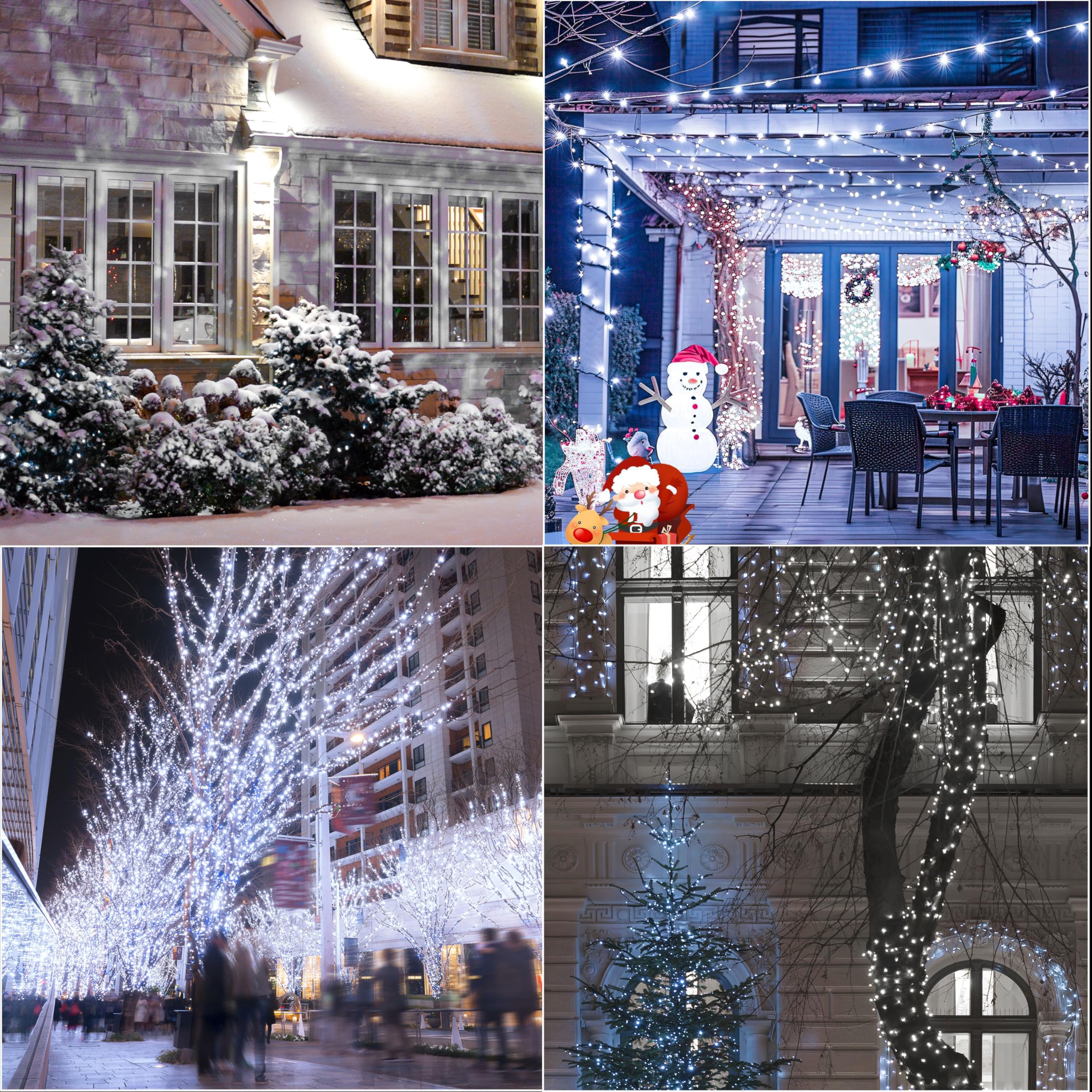 Lamphome 66Ft Christmas Decorative Mini Lights 200 Led Transparent Wire Fairy Starry String Lights Plug In  11 Lighting Modes  For Indoor Outdoor Xmas Tree Wedding Party Decoration (White)
