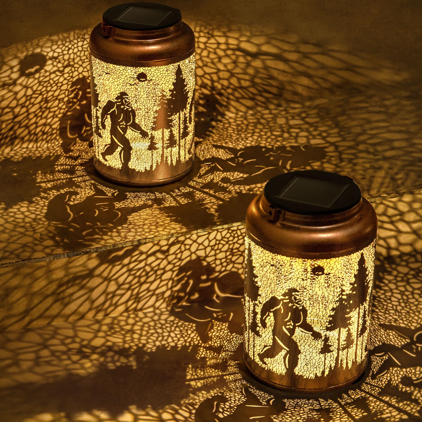 Christmas Gifts For Women  2 Pack Solar Lanterns Decorative Outdoor Big Foot Gifts  Hanging Solar Lanterns Outdoor Waterproof For Patio Porch Garden Decor