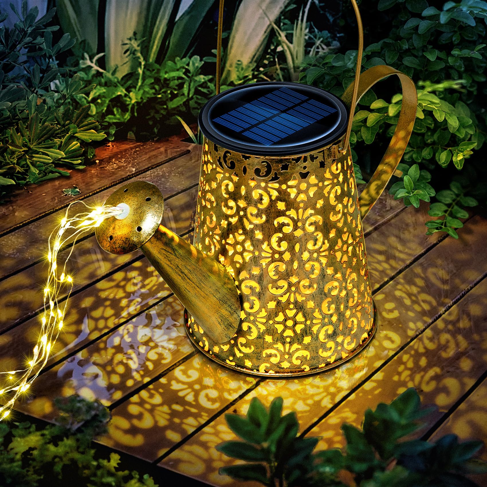 Anordsem Solar Watering Can Lights: Garden Light Waterproof Outdoor Yard Decoration - Fairy Lantern Hanging for Patio Proch Deco