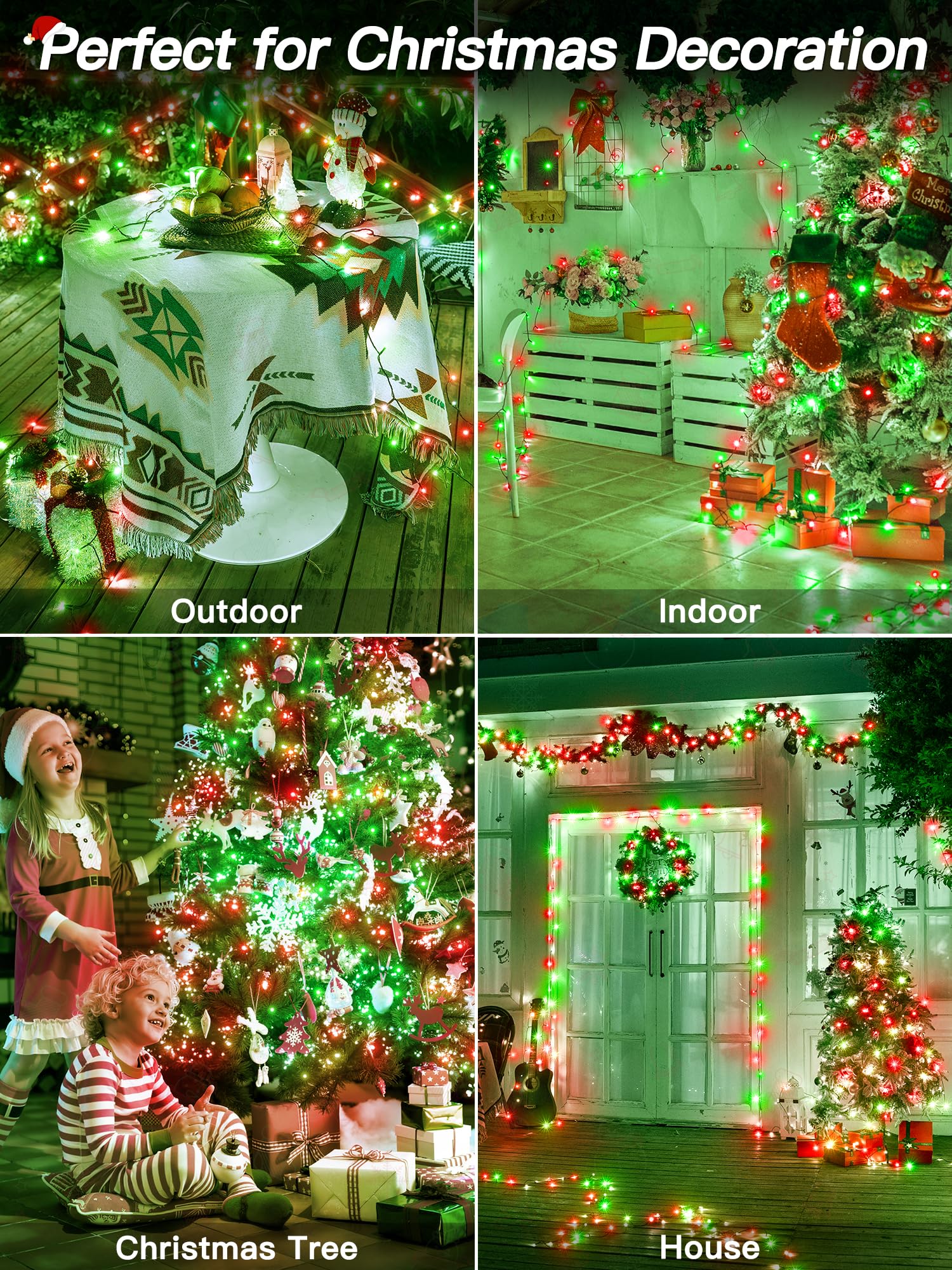 Guhope Christmas Lights 66Ft 200 Led  Christmas Tree Light With 8 Lighting Modes  Outdoor Waterproof String Lights With Remote And Timer  Fairy Light For Holiday Decor (Red And Green)
