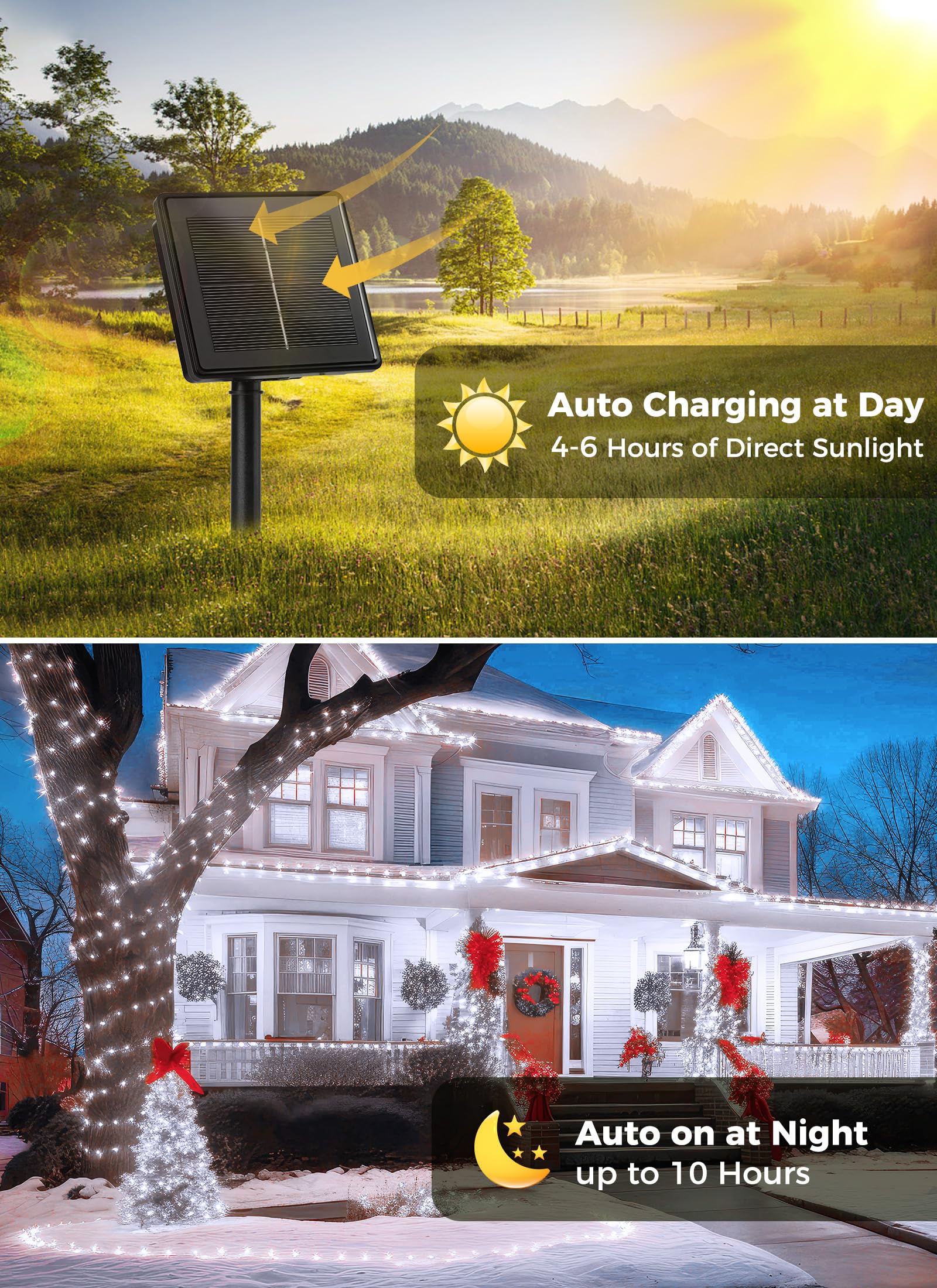 Solar Lights Outdoor 85Ft 240Led Total Ip65 Waterproof Solar Powered Lights With 8 Lighting Modes For Party Garden Yard Home Hol