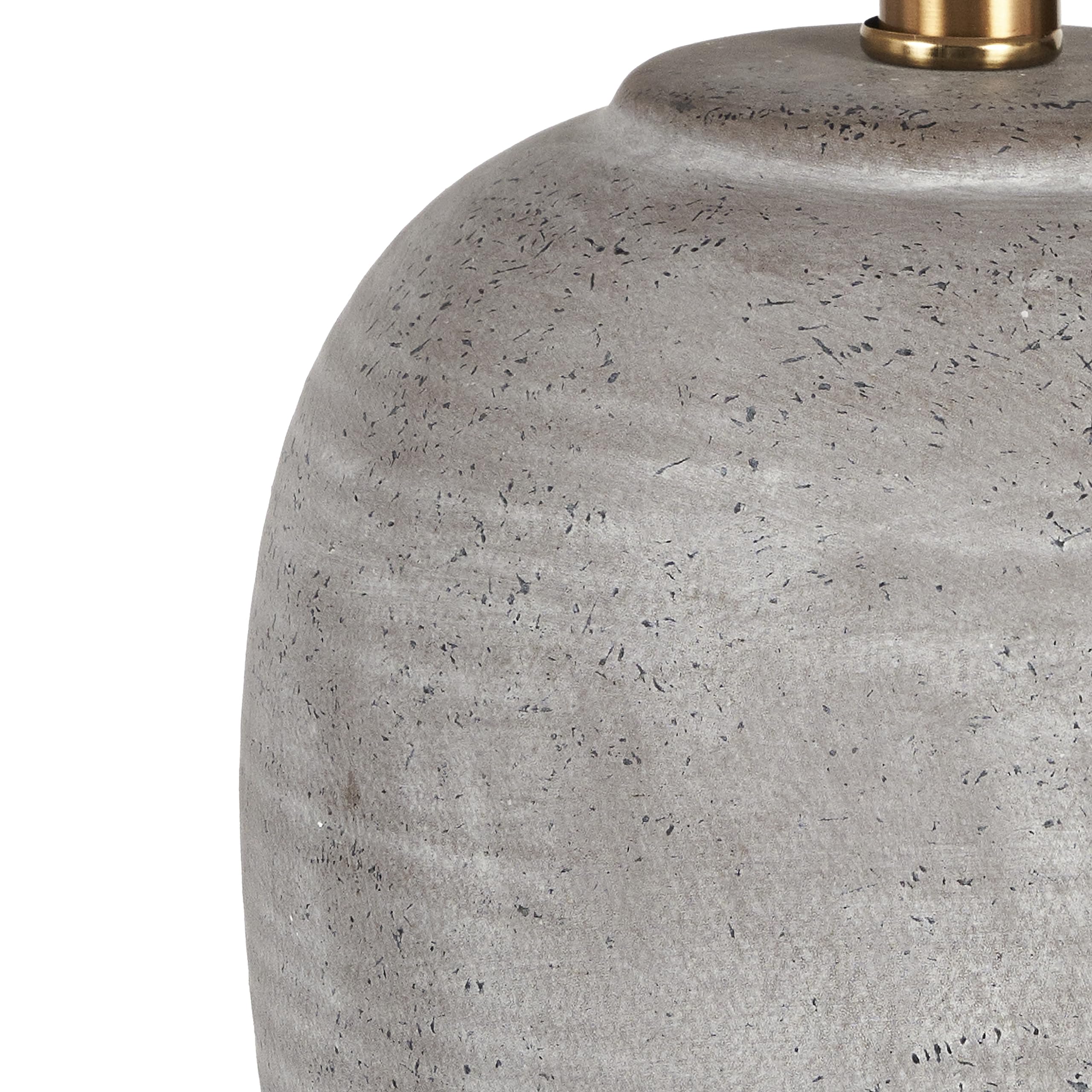 Nourison 23'' Rustic Brown (Gray Undertones) Ceramic Pot Table Lamp For Bedroom, Living Room, Dining, Home Office, Entryway