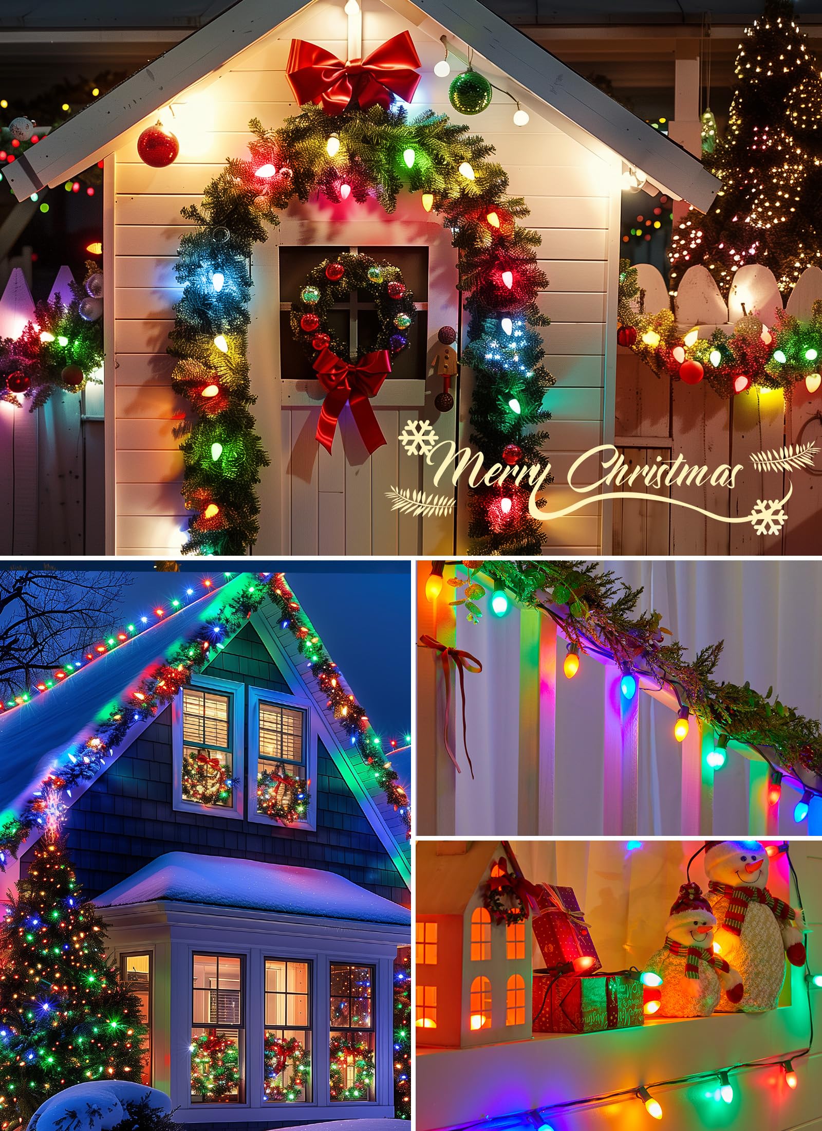 Vintage C9 Led Christmas Lights Outdoor  100 Feet C9 String Lights With 50 Shatterproof C9 Bulbs  Waterproof Connectable Christmas Tree Lights For Outside Roofline Patio Xmas Decorations  Multicolor