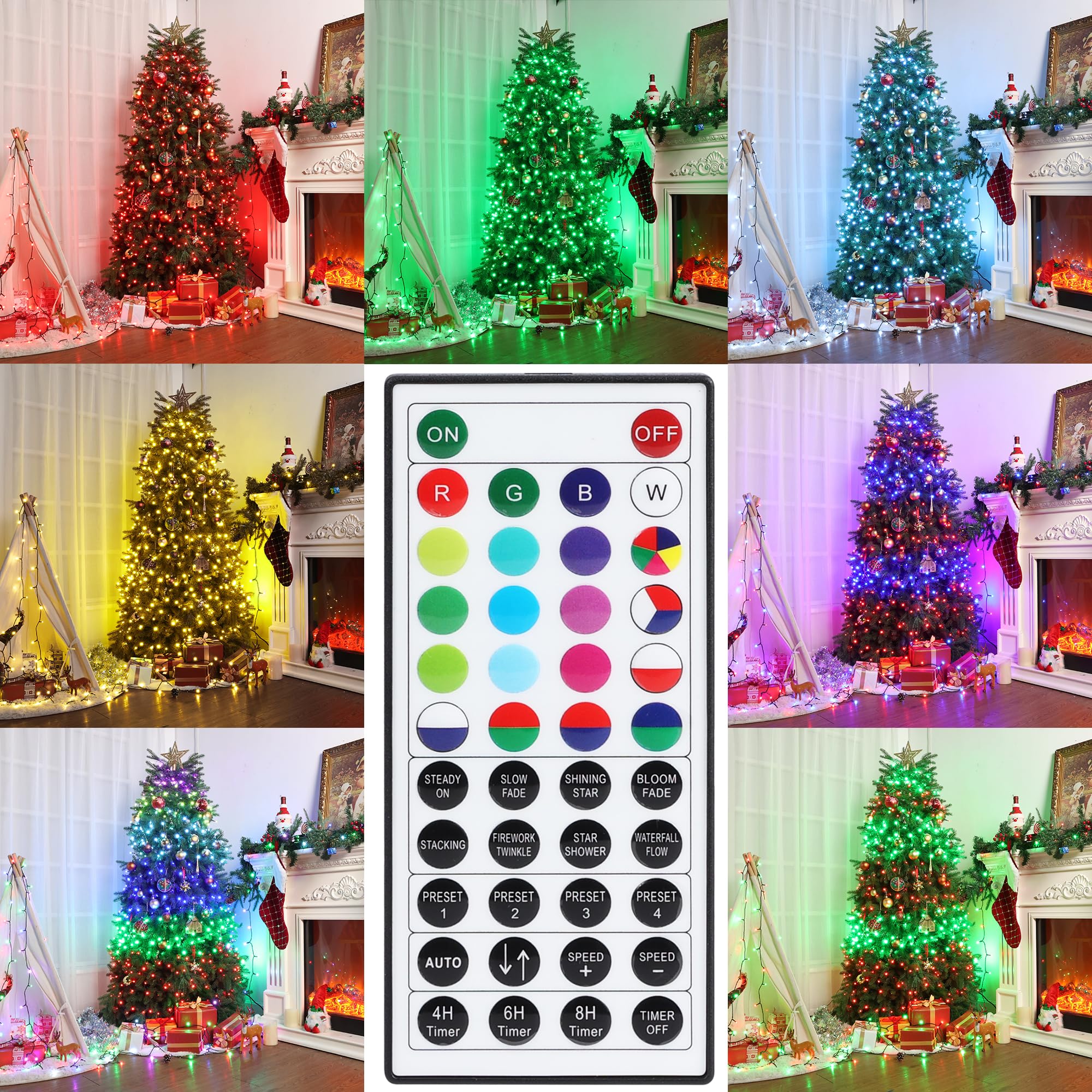 iBaycon RGB Christmas Tree Lights, 540 LED Waterproof with Remote & Timer, Color Changing for 5ft to 9ft Trees, Model SSL540-S(IC)
