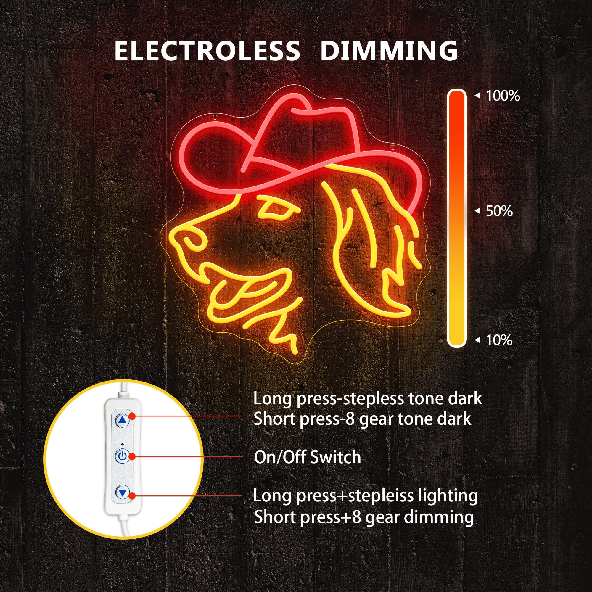 ZLOOREE LED Neon Sign - Golden Retriever Wall Decor, Dimmable, 13x12.6 inches, Red/Golden Yellow, Acrylic, Ideal for Home & Parties
