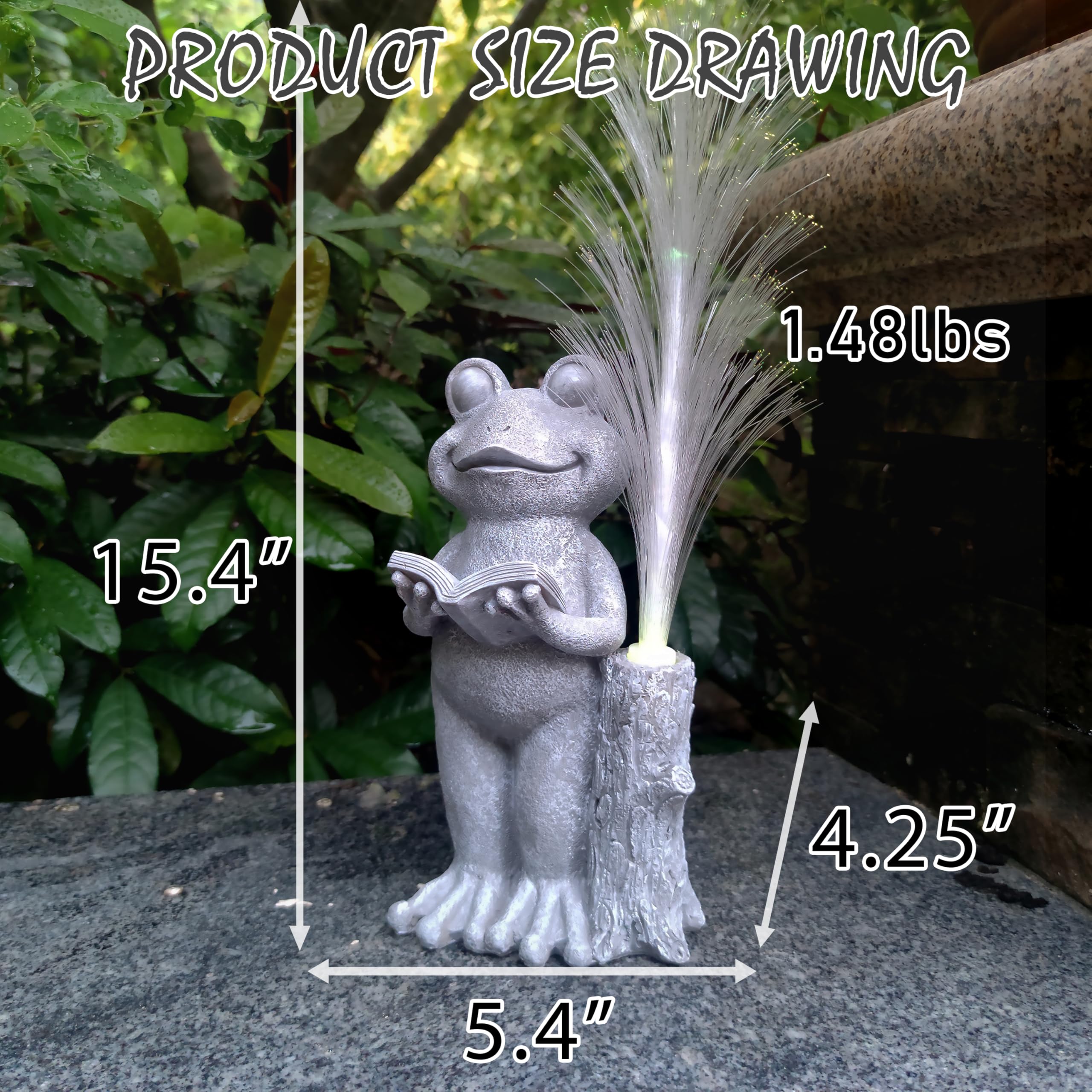Rctticuu Frog Statue Solar Garden Decor,Resin Frog Statues And Colour Changing Optical Fiber Solar Lights,Outdoor Decoration For