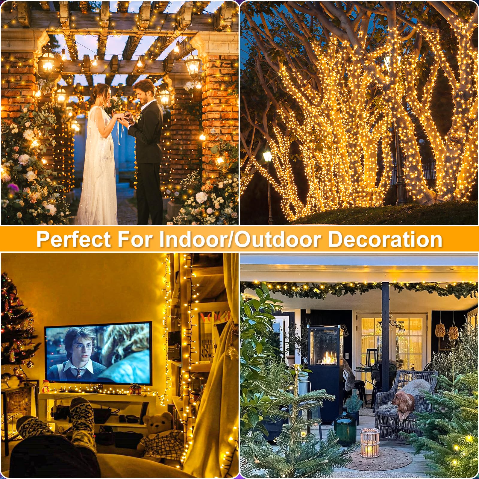 Nielfoi 328Ft 1000 Led Christmas Lights  Plug In Warm White Christmas Tree Lights Outdoor With Timer And 8 Modes  Green Wire Waterproof String Lights For Indoor Yard Patio Xmas Holiday Decorations