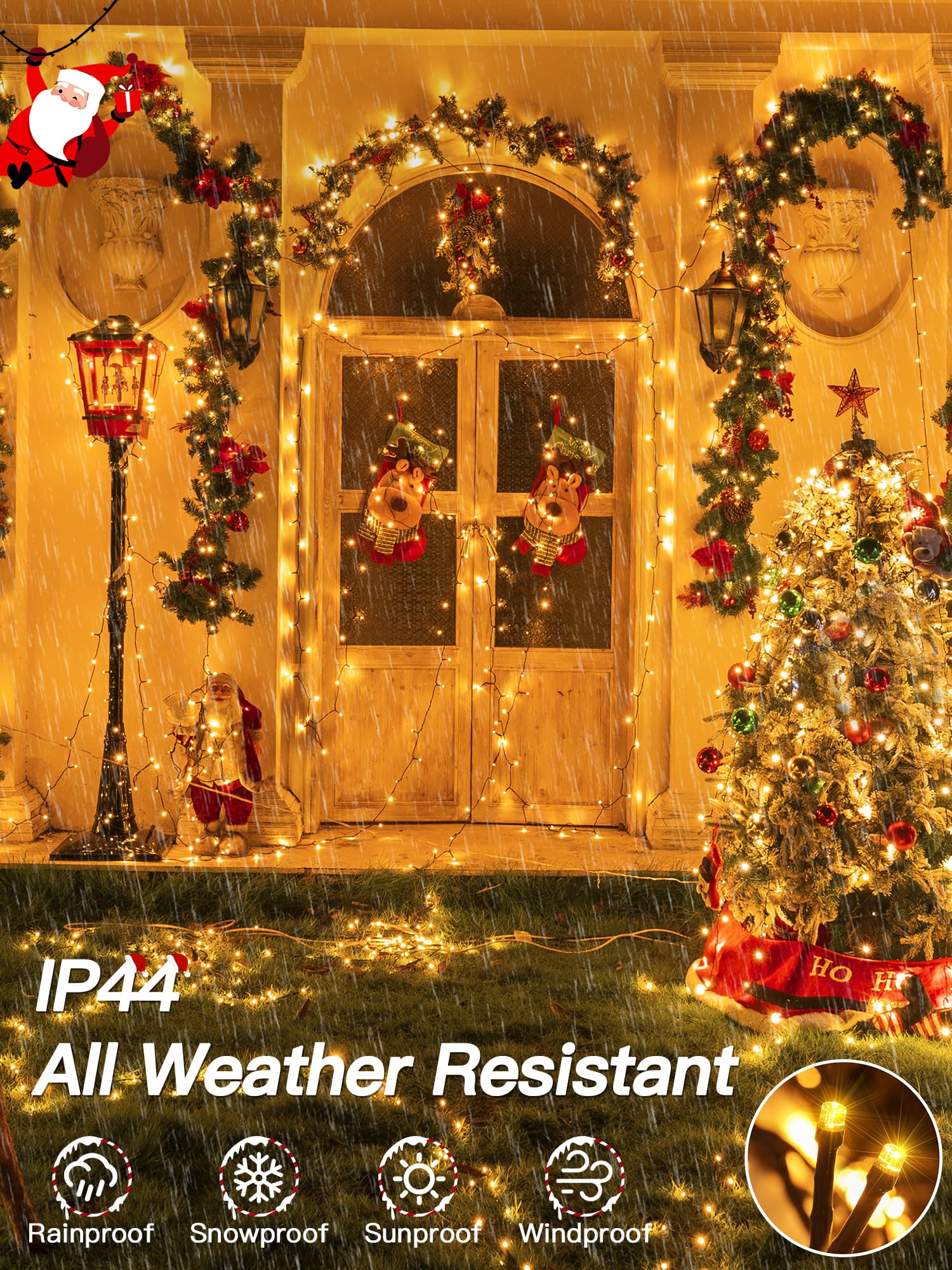 Guhope Christmas Lights 131Ft 400 Led  Christmas Tree Light With 8 Lighting Modes  Outdoor Waterproof String Lights With Remote And Timer  Fairy Light For Holiday Decor (Warm White)