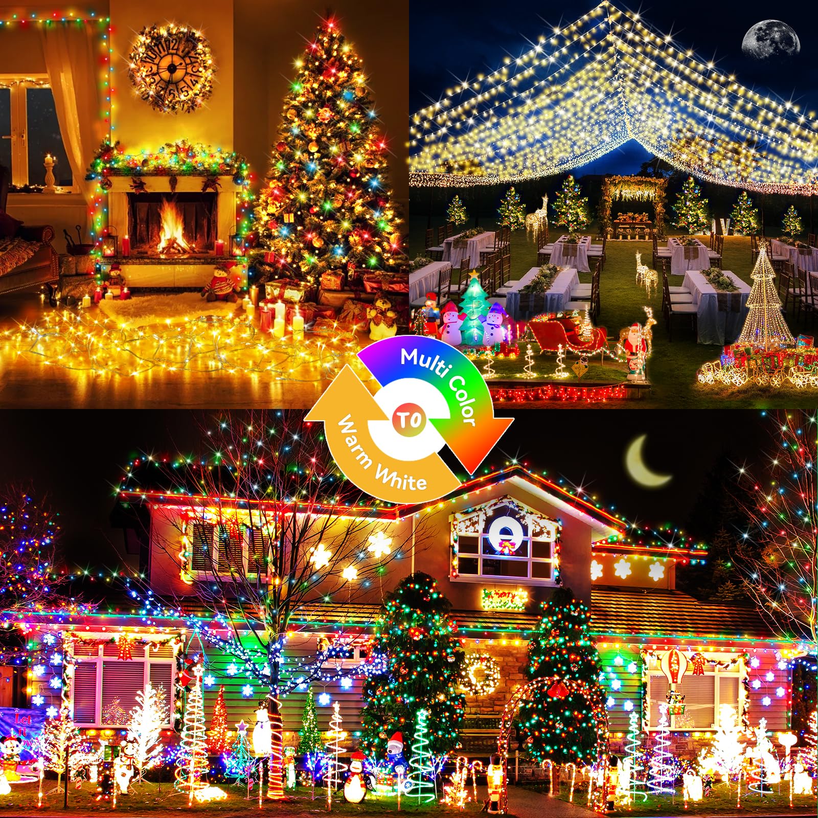 Hezbjiti 337 Ft 720 Led Color Changing Christmas Lights Outdoor, 11 Modes String Lights Ip44 Waterproof Fairy Light For Party Tr