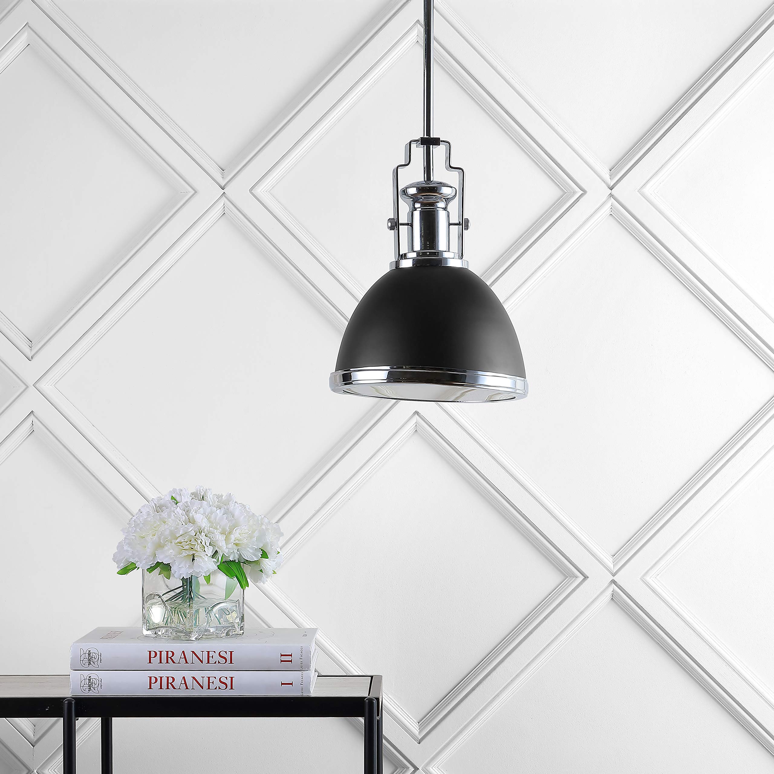 Jonathan Y Jyl9535B Homer 10'' Iron/Glass Adjustable Vintage Led Kitchen Pendant For Living Room Bedroom, Bohemian Classic, Blac