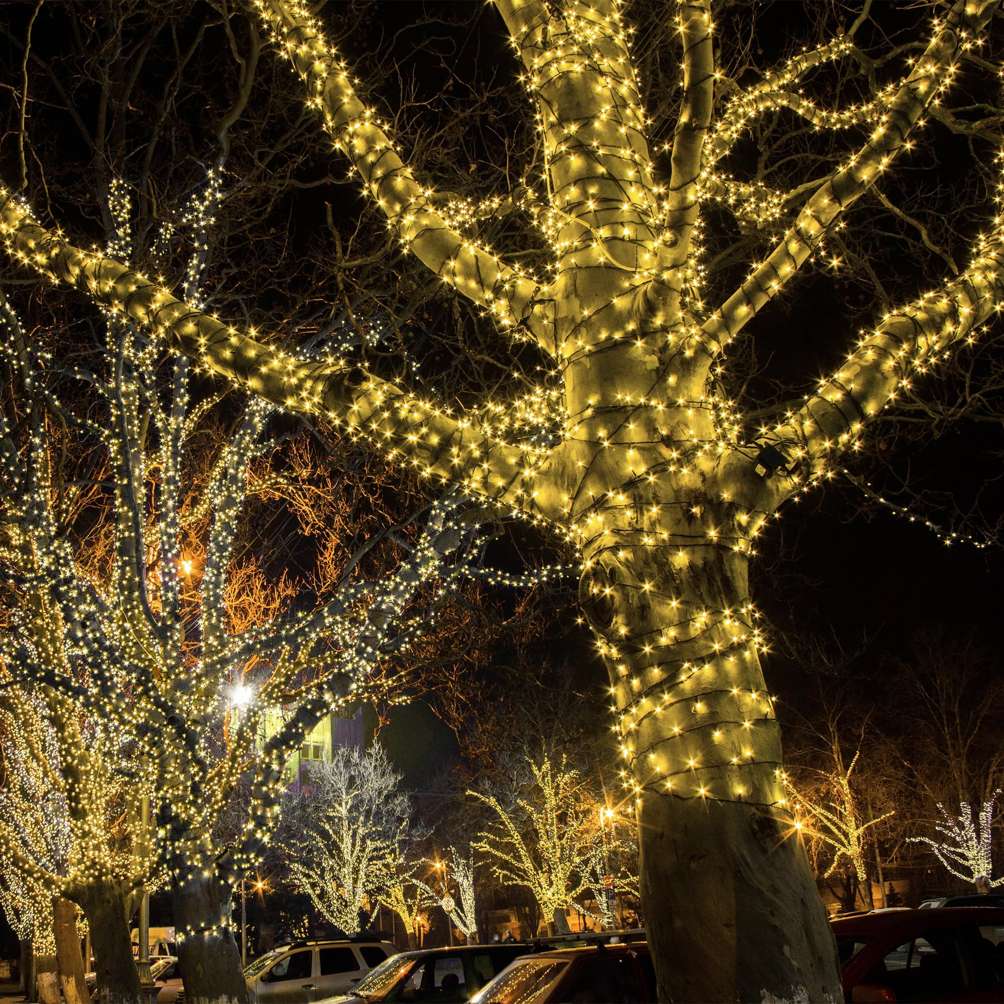 kemooie 500 LED Christmas String Lights, 164FT, Warm White, Green Wire, Waterproof, 8 Lighting Modes, Model HB-500COI