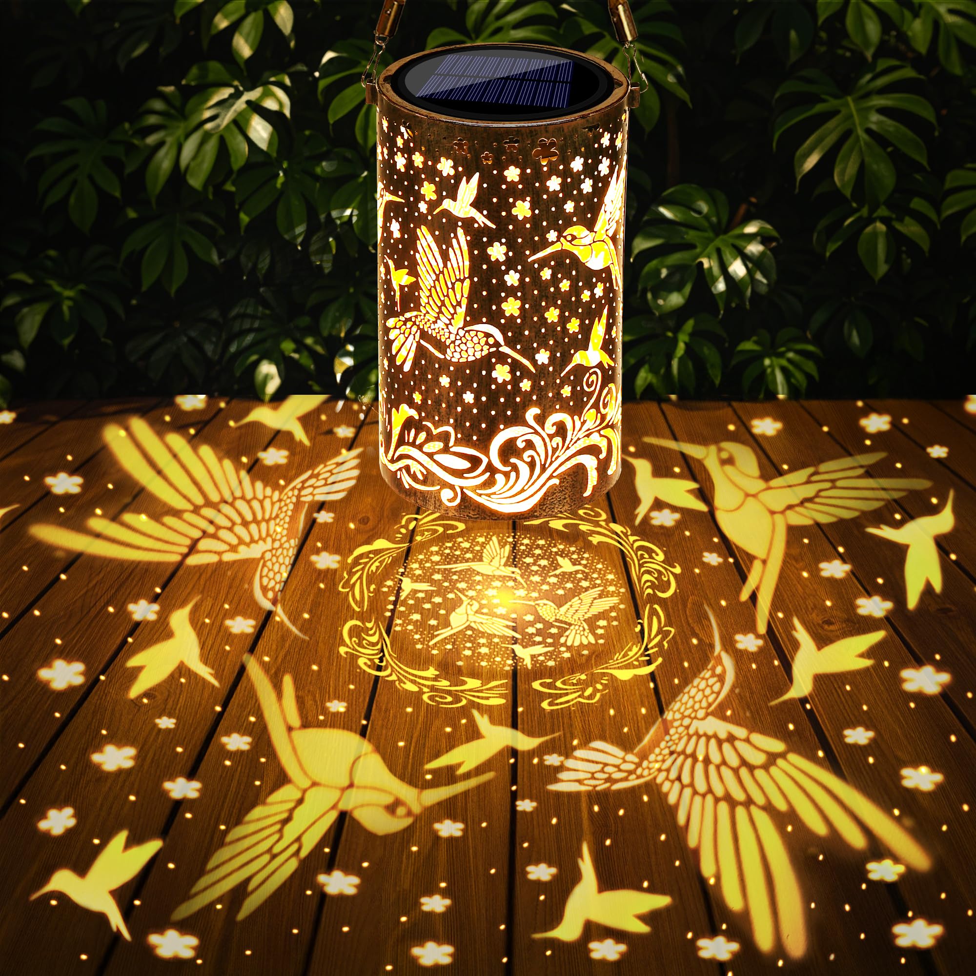 Toodour Solar Lantern Outdoor  Hummingbird Gifts For Women Mom Grandma Hanging Solar Outdoor Lights Waterproof  Hollow Out Retro Metal Hummingbird Lights For Patio  Balcony  Walkway  Yard Decorations
