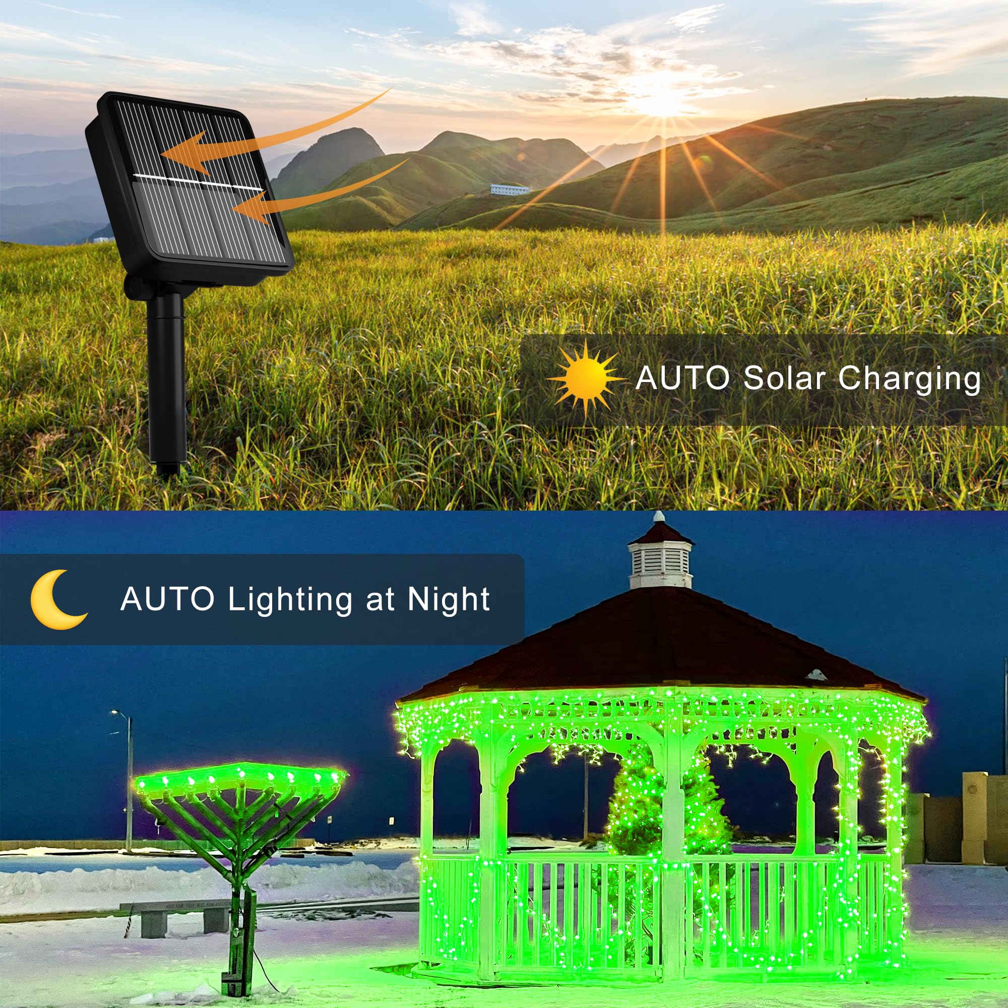 Solar String Lights For Outside  39Ft 100 Led Solar String Lights Outdoor With 8 Modes Solar Lights For Outside Waterproof For Yard  Fence Balcony  Party Christmas Tree Decorations (Green)