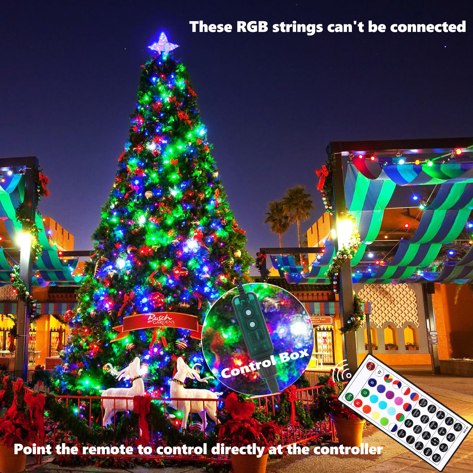 Joomer Christmas String Lights - 100Ft 300Led Rgb String Lights With Remote, Waterproof Outdoor Indoor With Timer Memory Functio