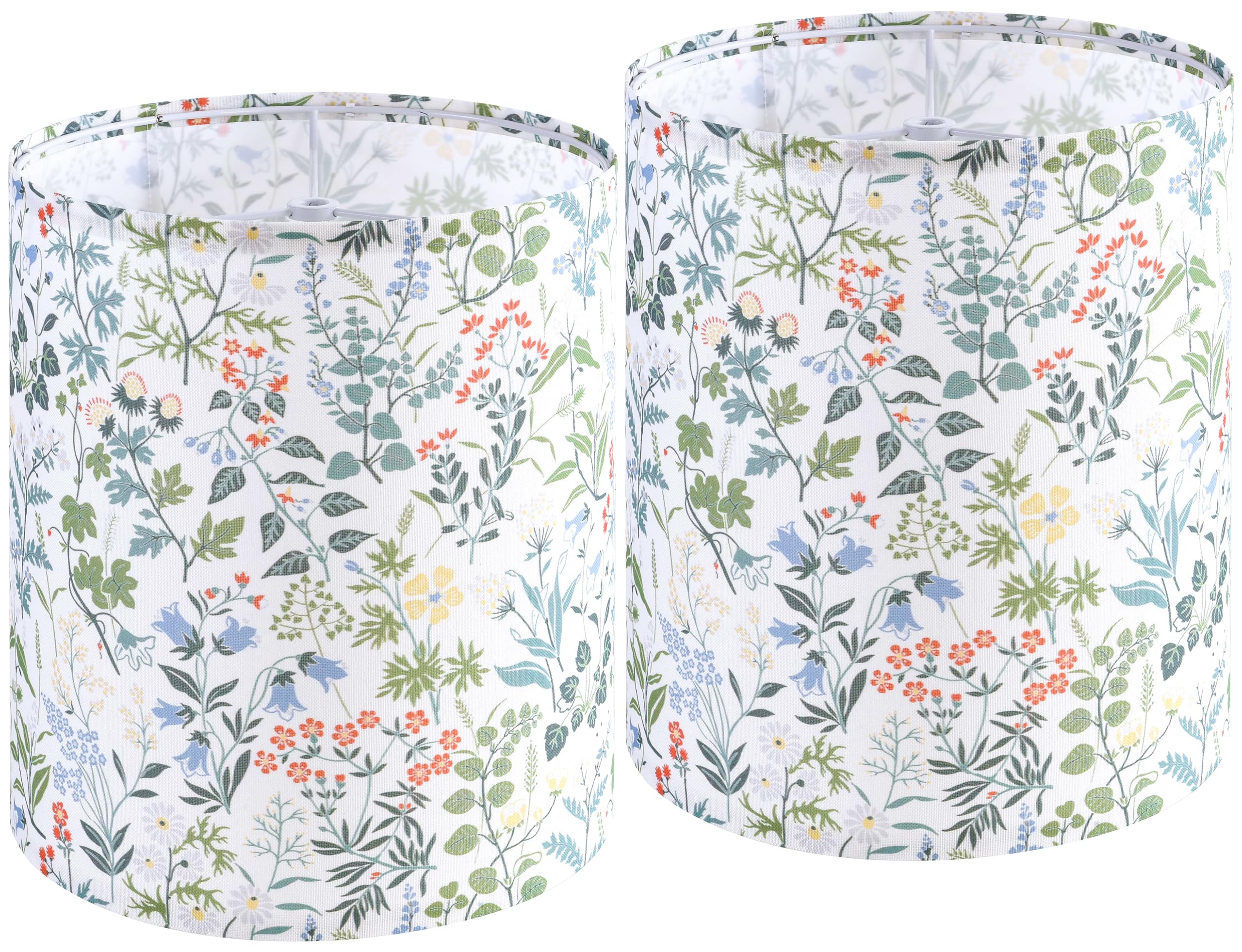 GOSO Set of 2 Tall Lampshade 9.8 ''Top x 9.8'' Bottom x 11.8 ''High, Polyester Fiber Printing Flowers Drum Lamp Shade, Lampshade