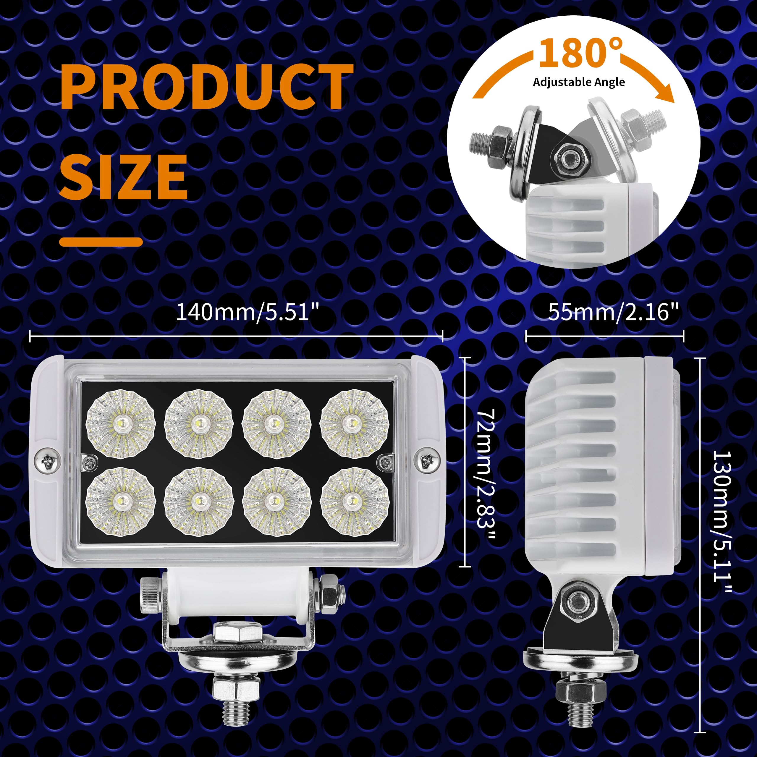 RVZONE Dual Color LED Boat Lights, IP67 Waterproof, 12-24V, Pack of 1, Stainless Steel, Blue & White, Model RBST1PK03