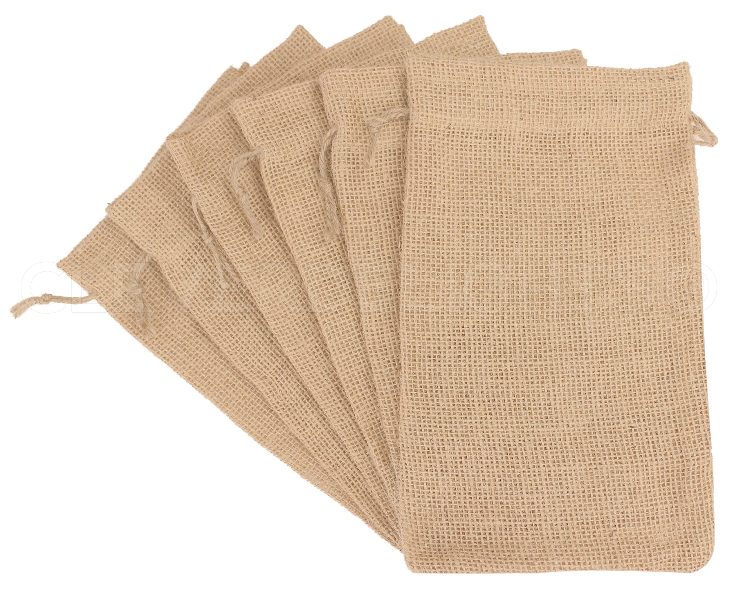 Cleverdelights 6'' X 10'' Burlap Bags - 25 Pack - 6X10 Inch Jute Burlap Drawstring Sacks