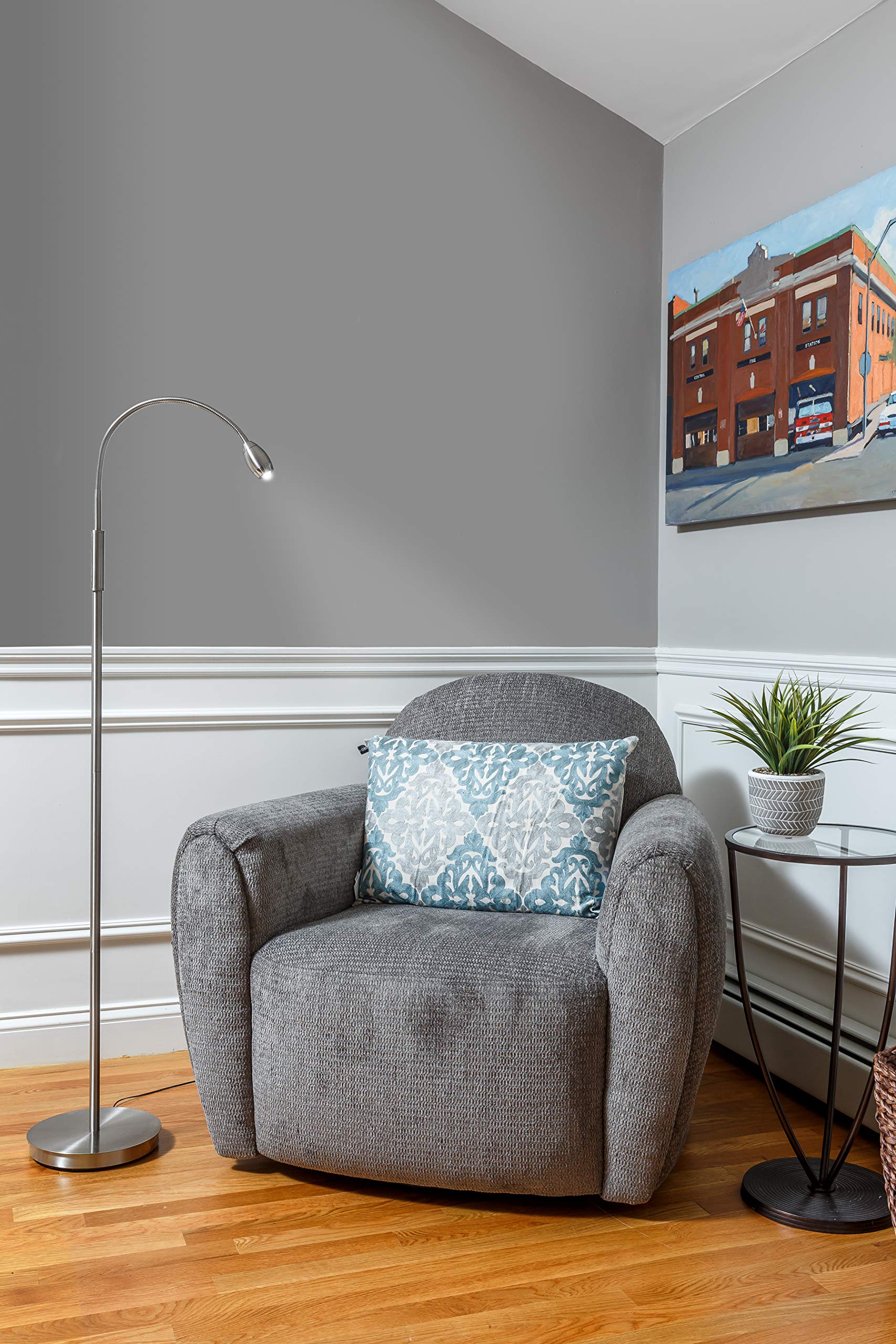 Daylight24 402071-15, Focus Adjustable Beam Led Floor Lamp,Metal, Nickel