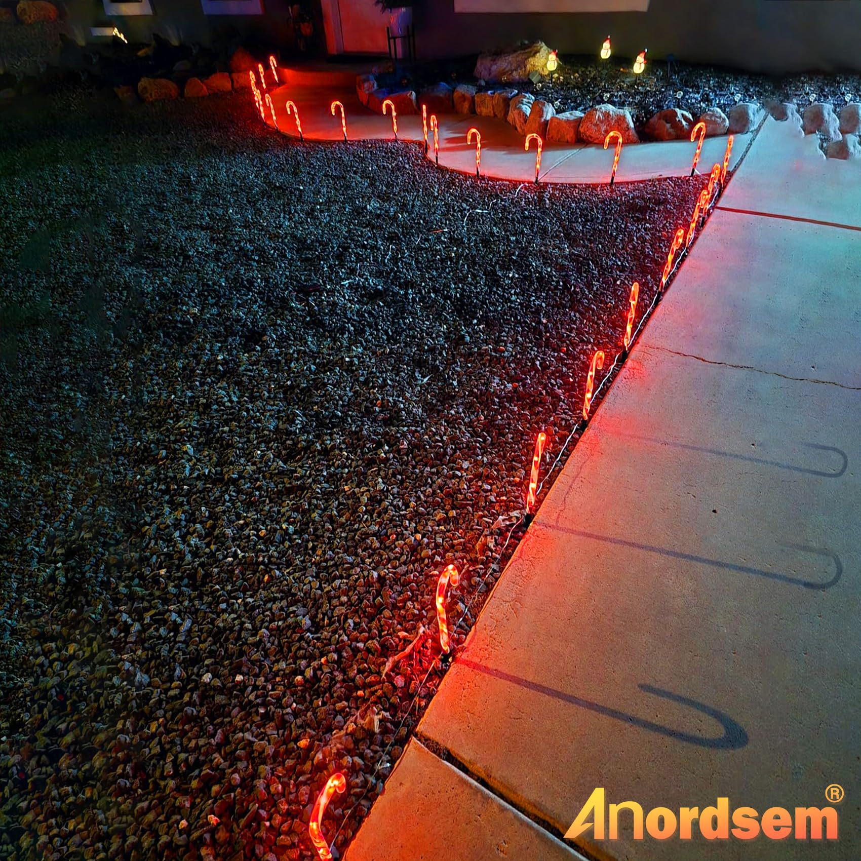 Solar Christmas Lights Outdoor Decorations: 24 Pack Candy Cane Light Waterproof For Yard Pathway Decorative - New Year Gardening